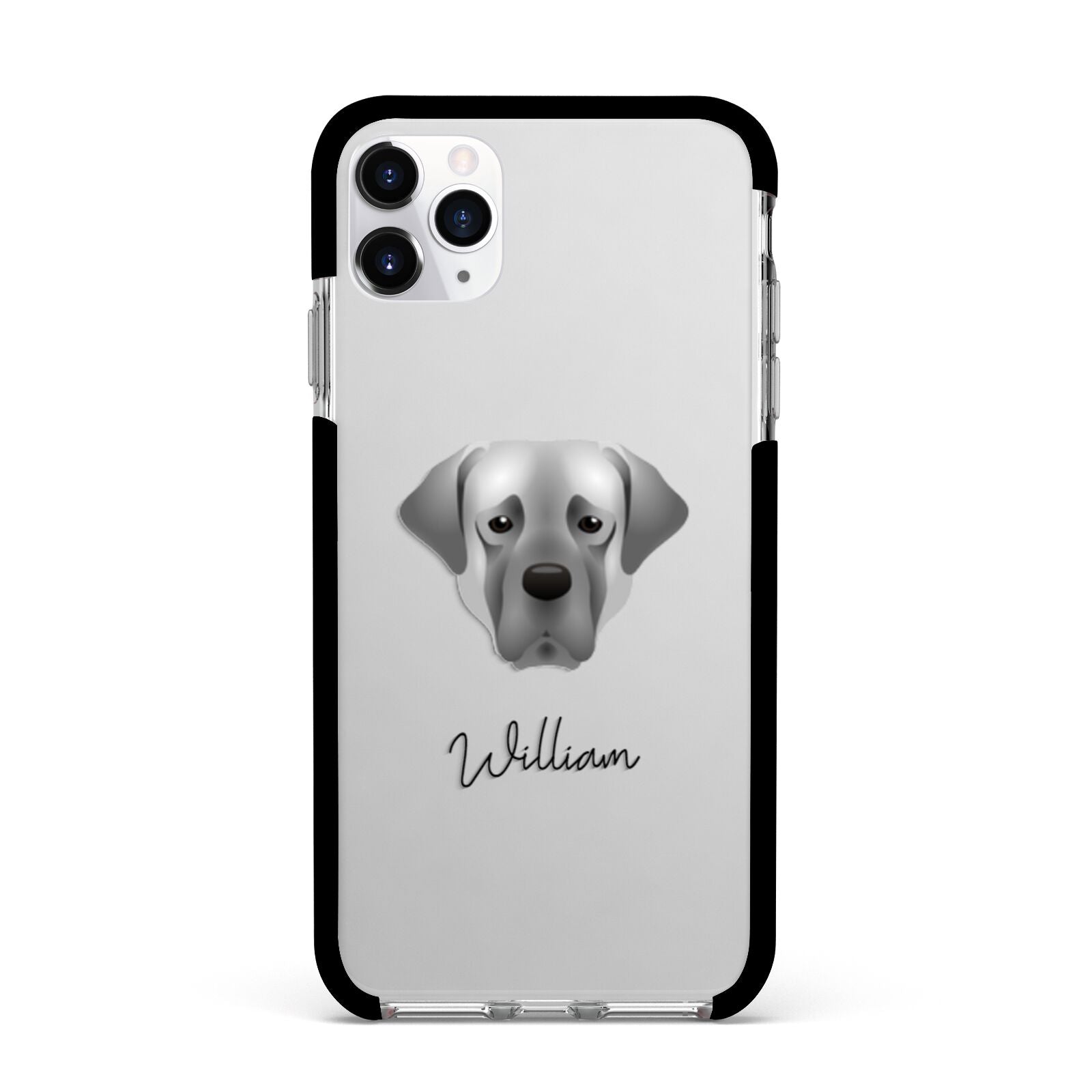 Turkish Kangal Dog Personalised Apple iPhone 11 Pro Max in Silver with Black Impact Case