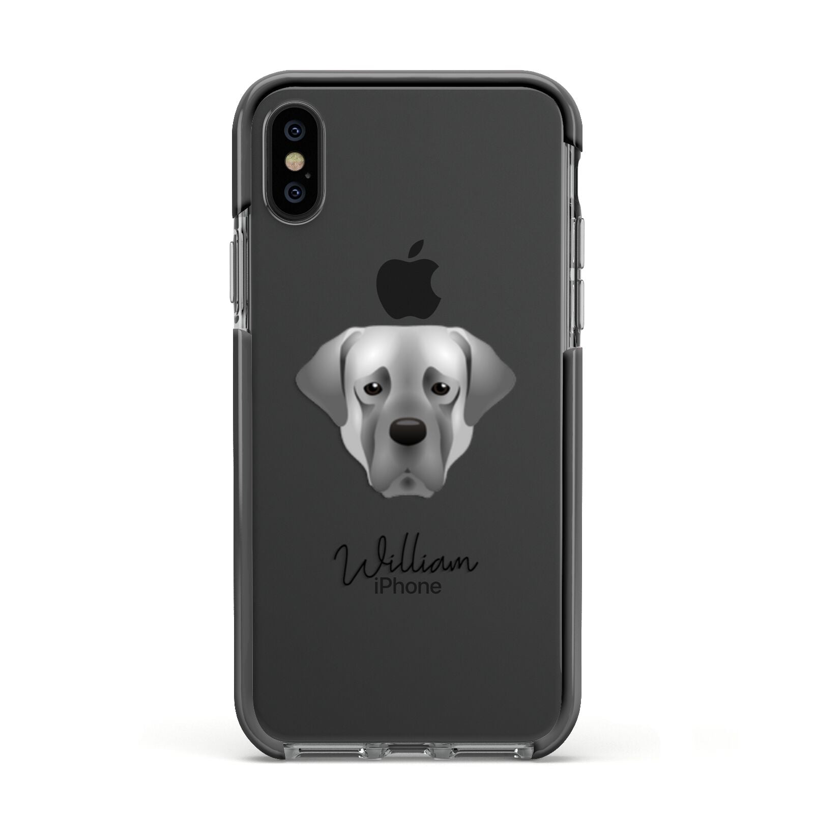 Turkish Kangal Dog Personalised Apple iPhone Xs Impact Case Black Edge on Black Phone