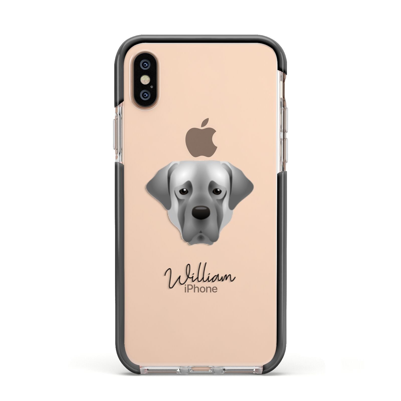 Turkish Kangal Dog Personalised Apple iPhone Xs Impact Case Black Edge on Gold Phone