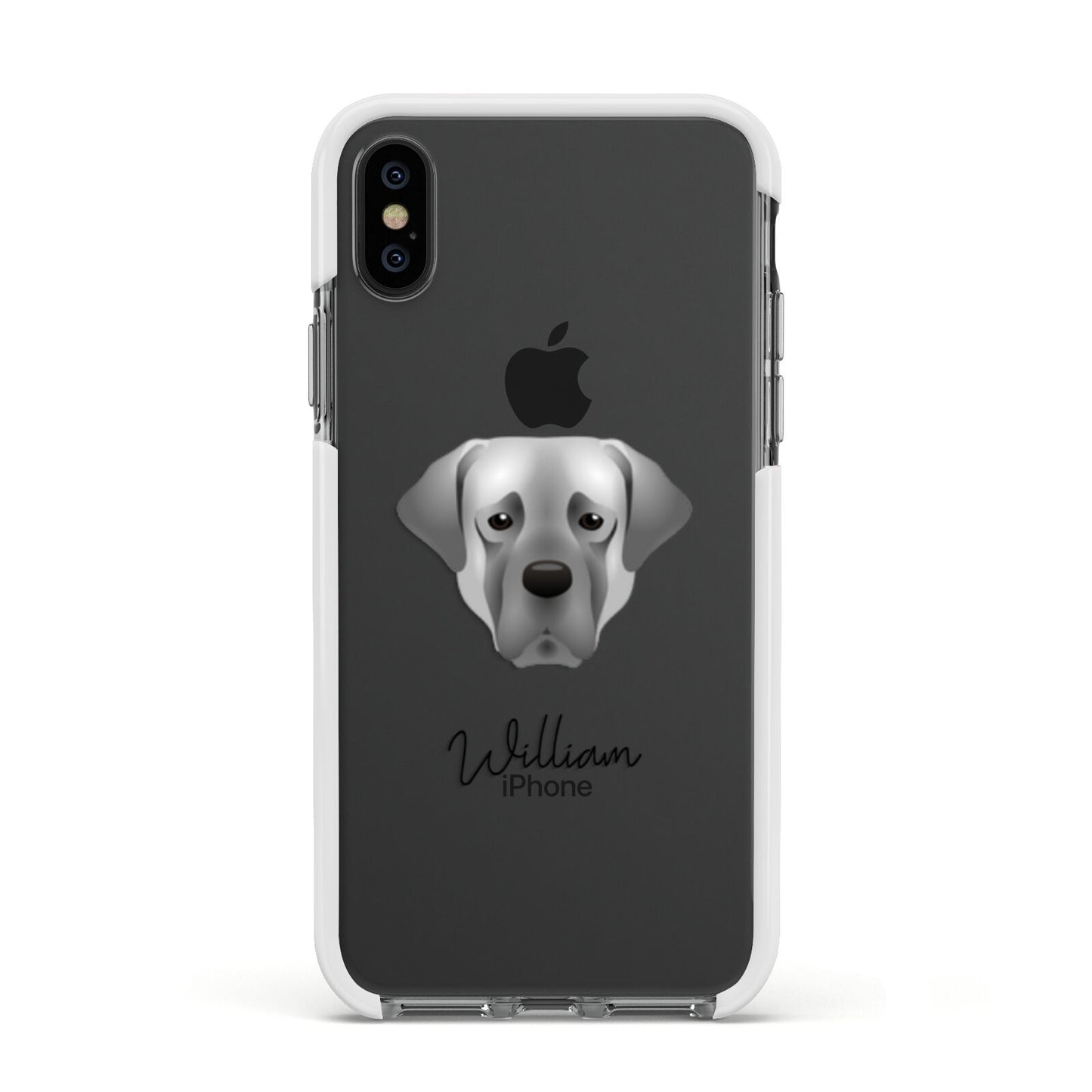 Turkish Kangal Dog Personalised Apple iPhone Xs Impact Case White Edge on Black Phone