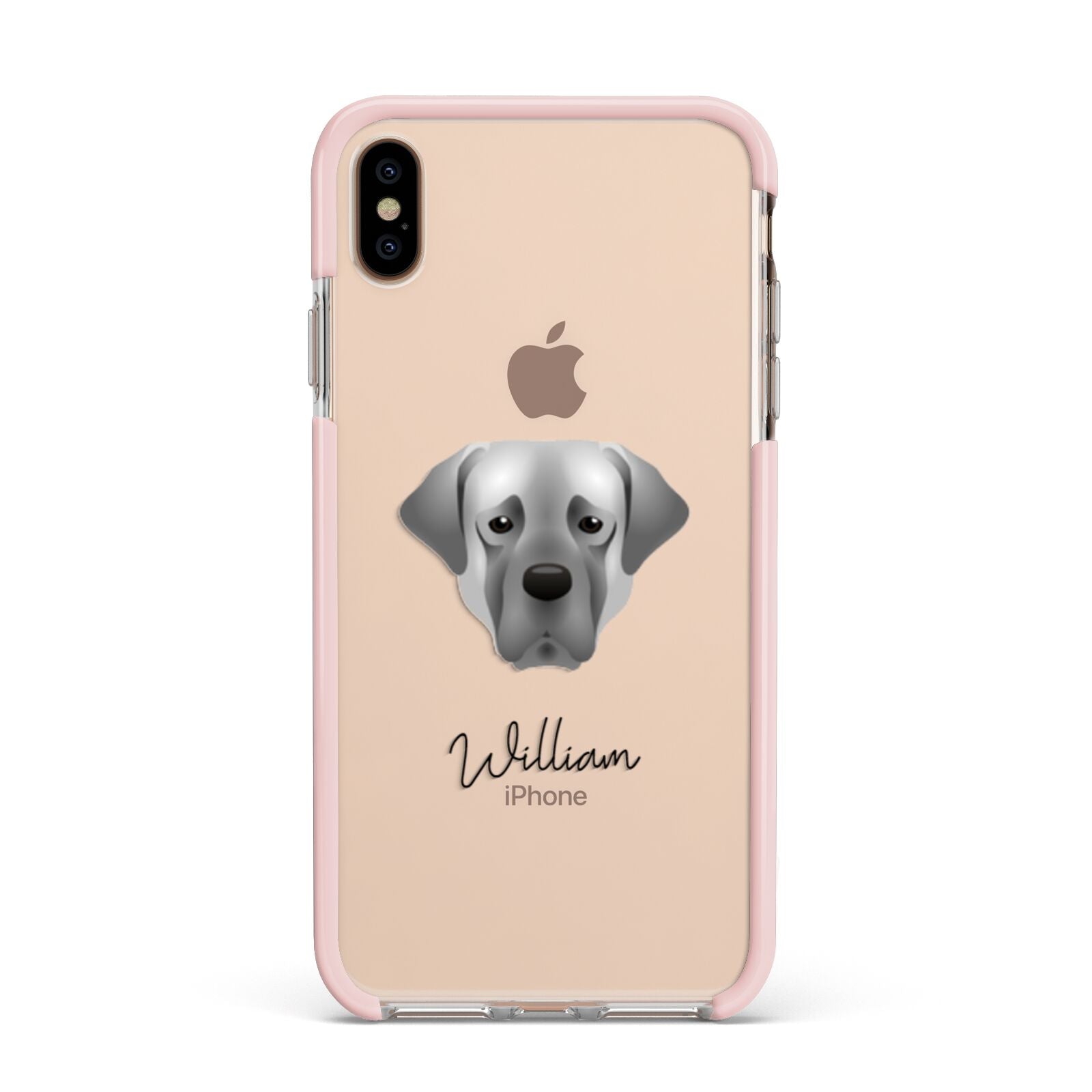 Turkish Kangal Dog Personalised Apple iPhone Xs Max Impact Case Pink Edge on Gold Phone