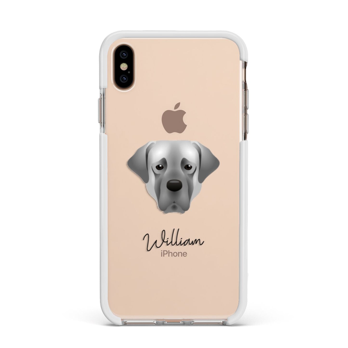 Turkish Kangal Dog Personalised Apple iPhone Xs Max Impact Case White Edge on Gold Phone