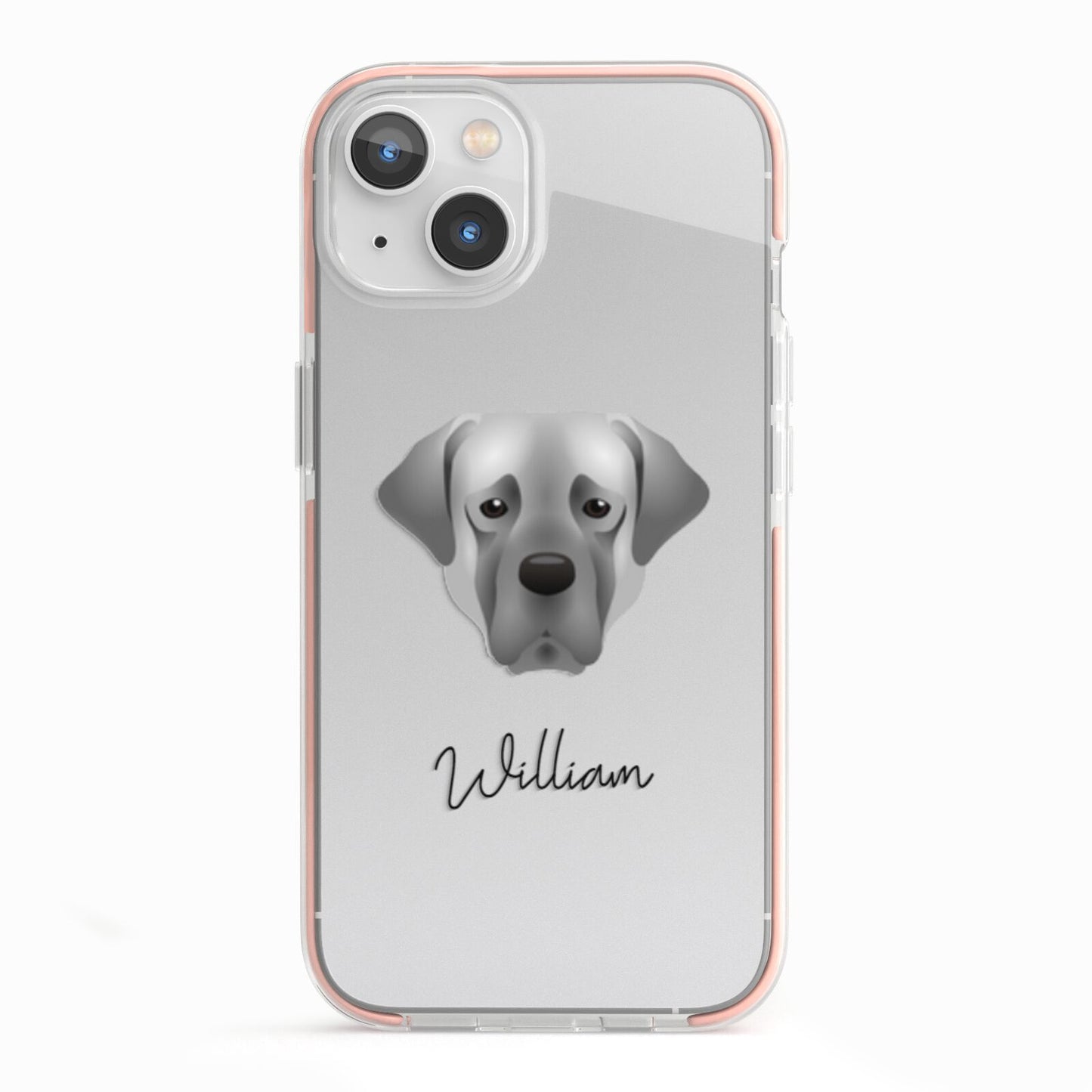 Turkish Kangal Dog Personalised iPhone 13 TPU Impact Case with Pink Edges