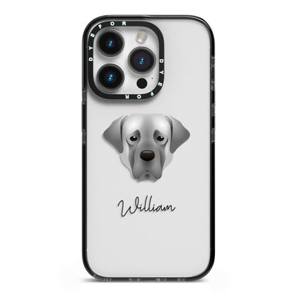 Turkish Kangal Dog Personalised iPhone 14 Pro Black Impact Case on Silver phone