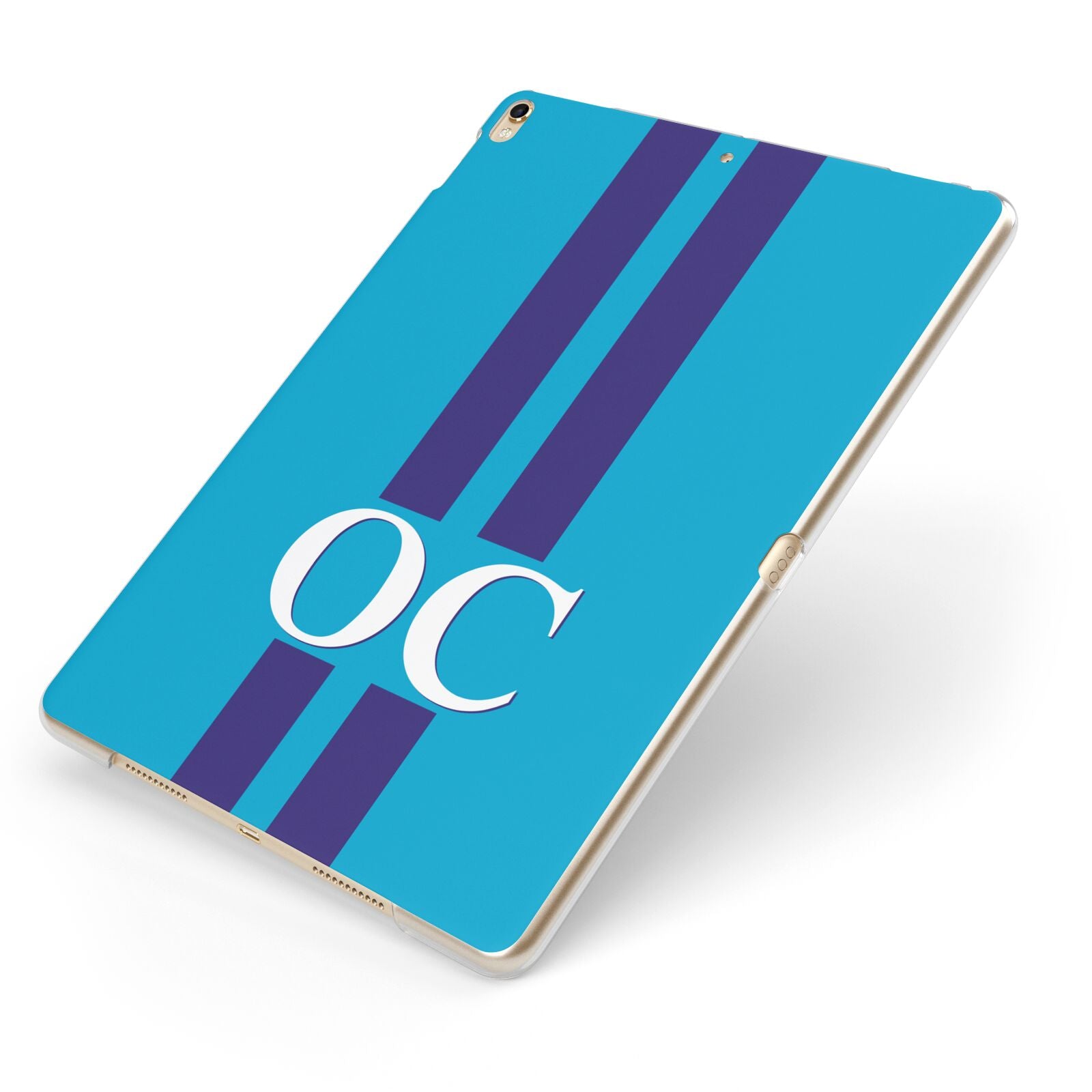 Turquoise Personalised Apple iPad Case on Gold iPad Side View