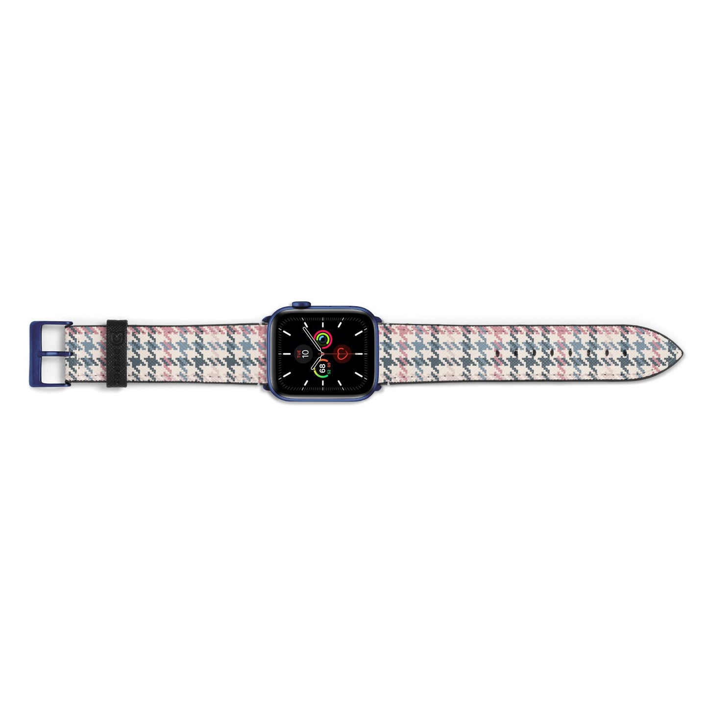 Tweed Houndstooth Apple Watch Strap Landscape Image Blue Hardware