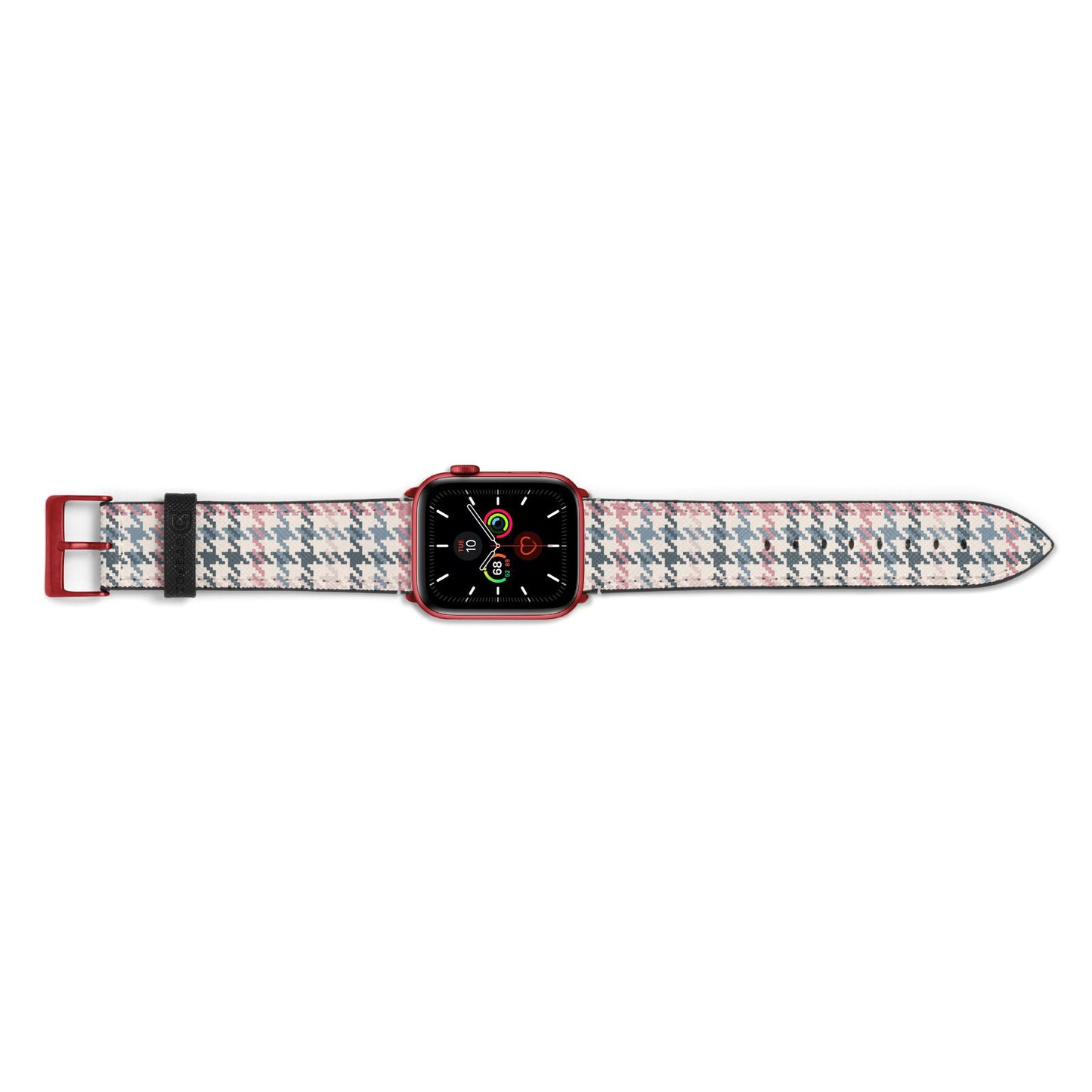 Tweed Houndstooth Apple Watch Strap Landscape Image Red Hardware