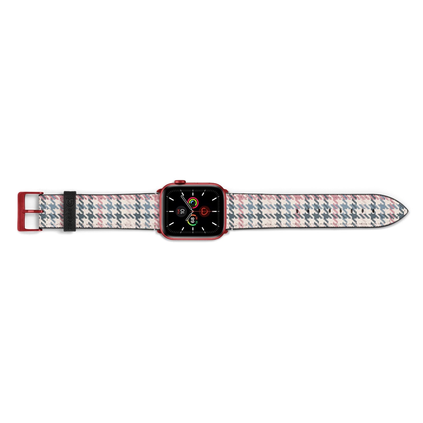 Tweed Houndstooth Apple Watch Strap Landscape Image Red Hardware