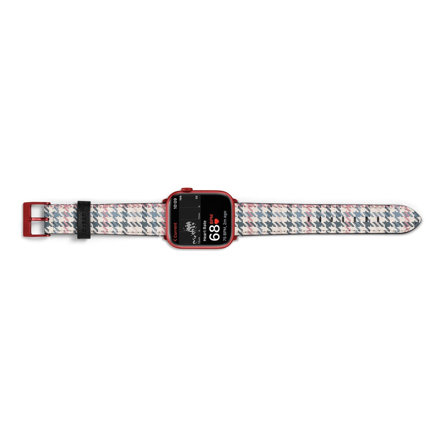 Tweed Houndstooth Apple Watch Strap Size 38mm Landscape Image Red Hardware