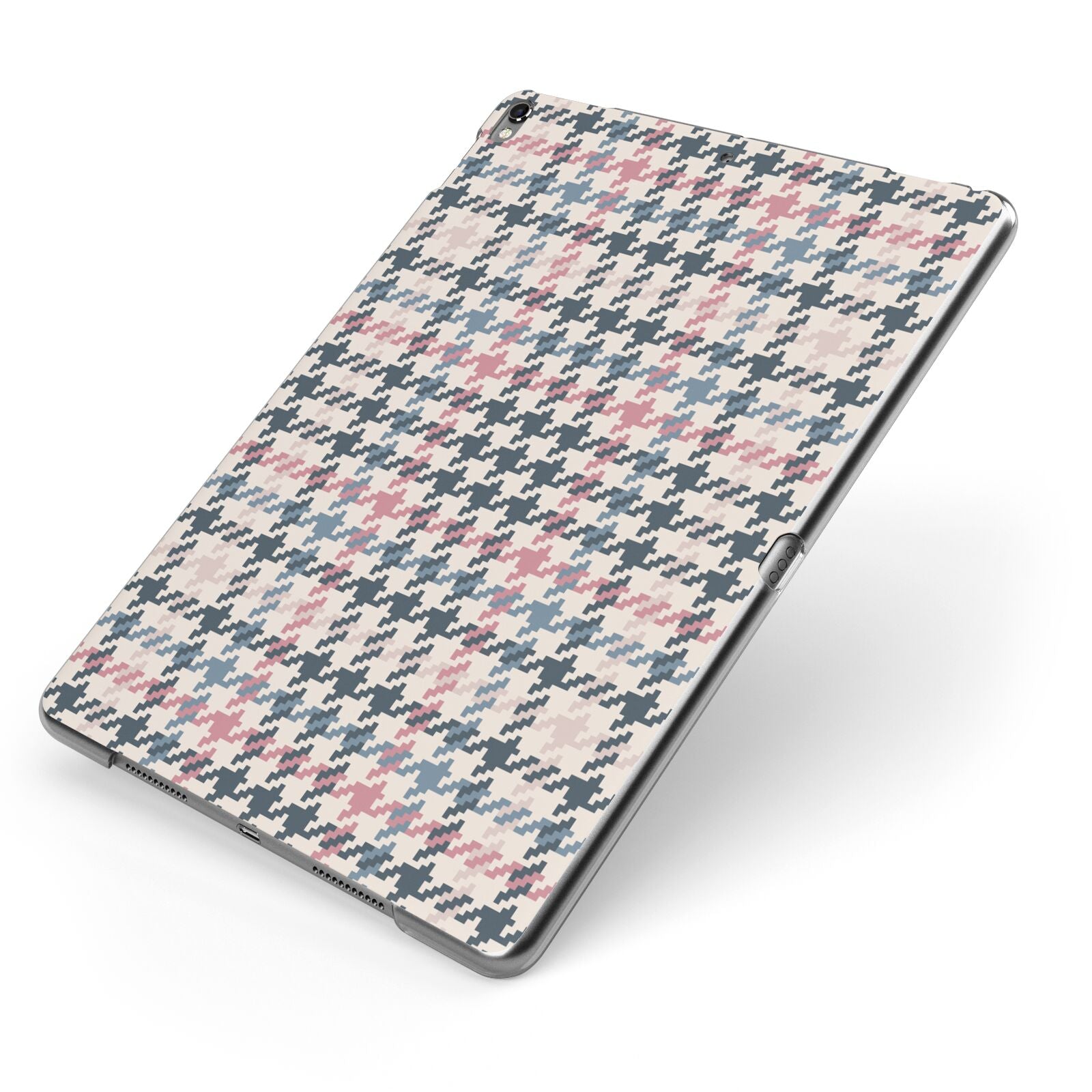 Tweed Houndstooth Apple iPad Case on Grey iPad Side View