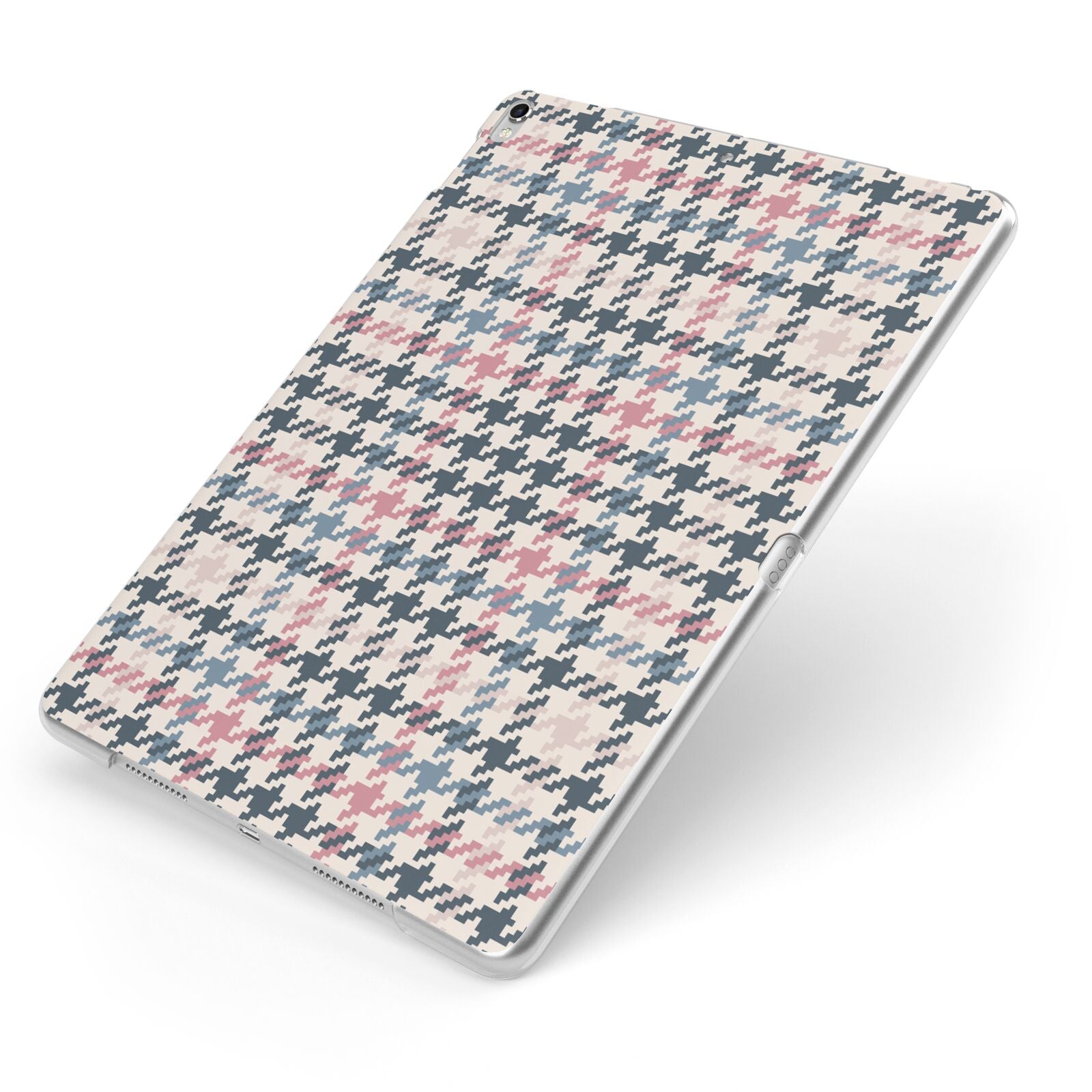 Tweed Houndstooth Apple iPad Case on Silver iPad Side View