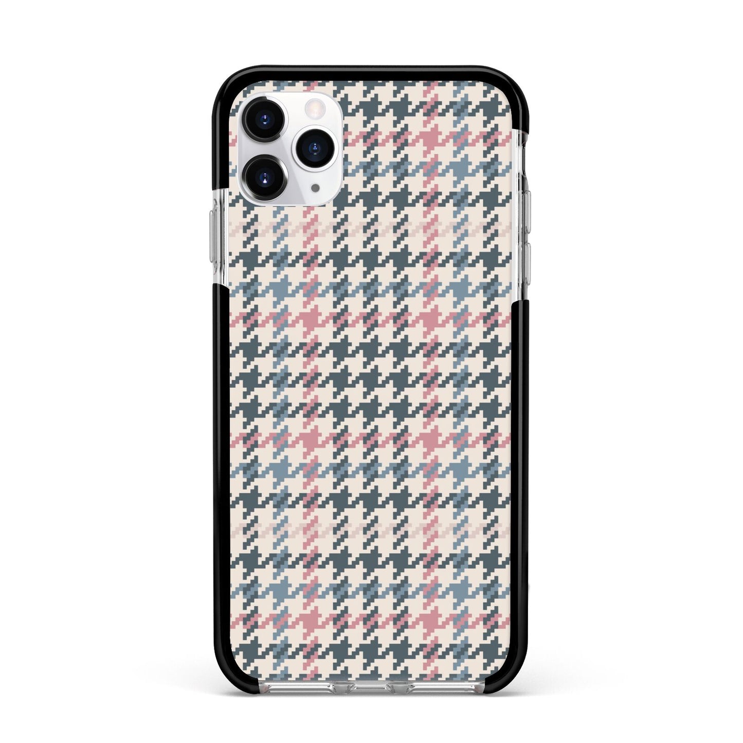 Tweed Houndstooth Apple iPhone 11 Pro Max in Silver with Black Impact Case