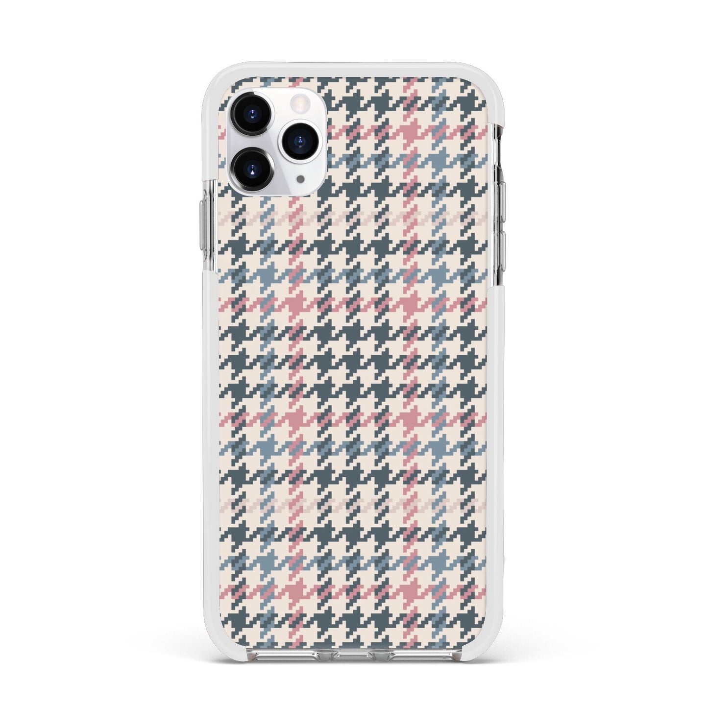 Tweed Houndstooth Apple iPhone 11 Pro Max in Silver with White Impact Case