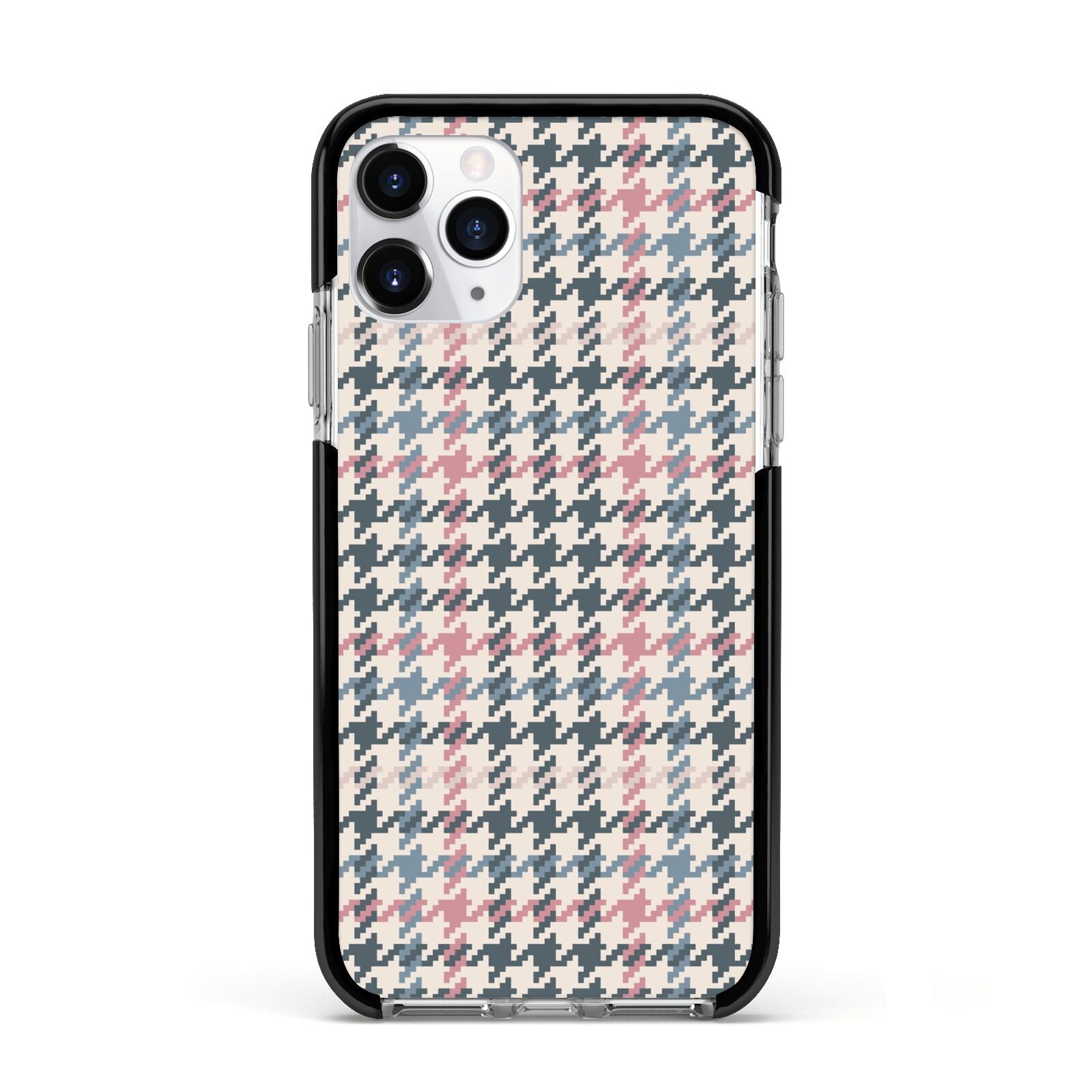 Tweed Houndstooth Apple iPhone 11 Pro in Silver with Black Impact Case