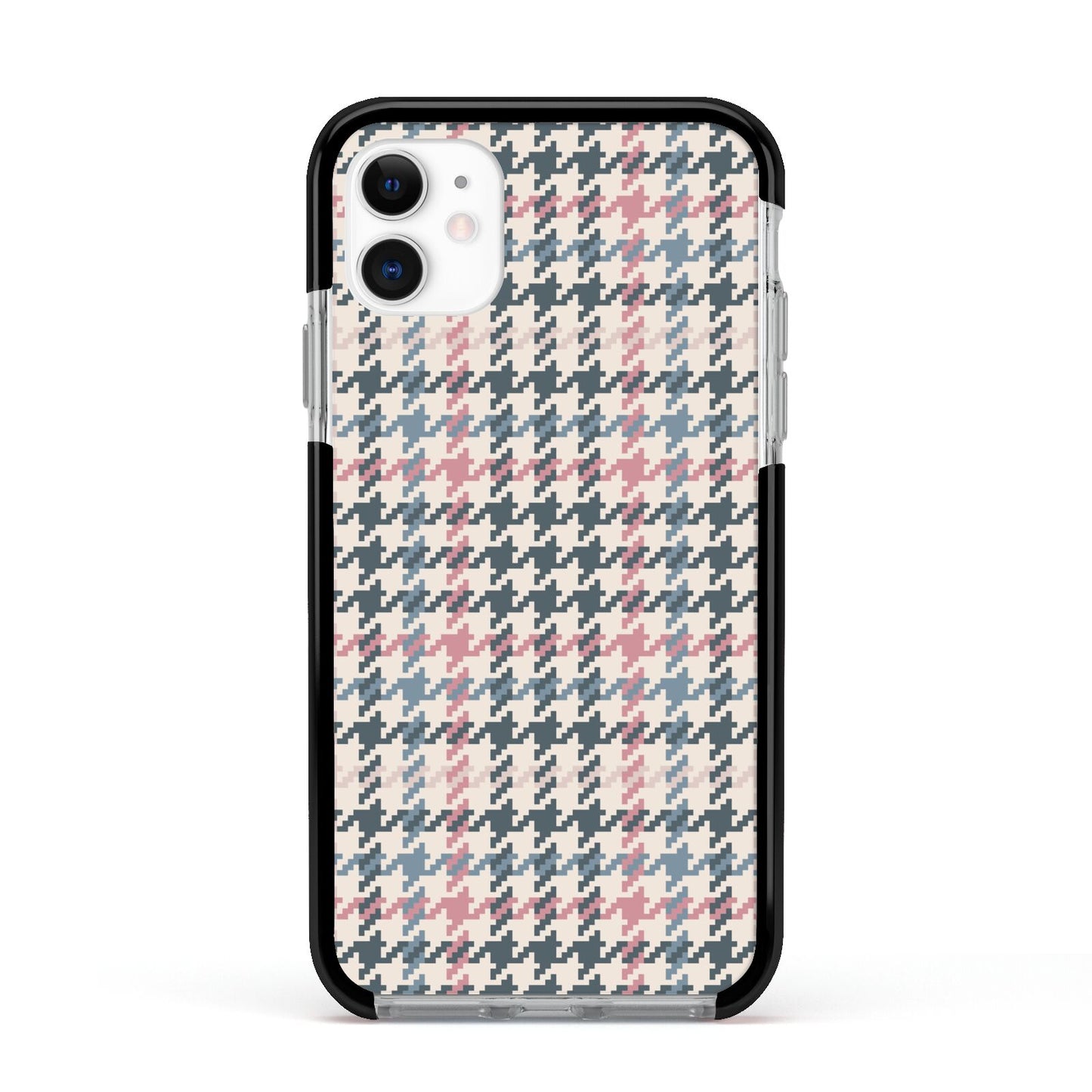 Tweed Houndstooth Apple iPhone 11 in White with Black Impact Case