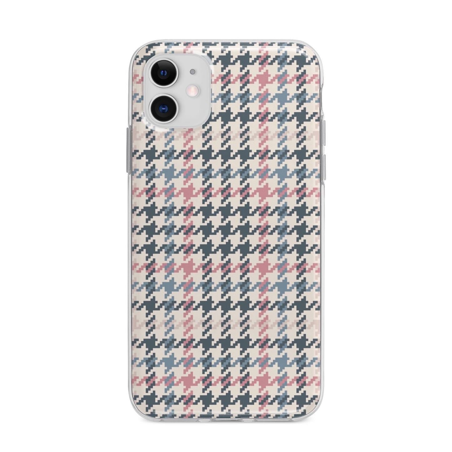 Tweed Houndstooth Apple iPhone 11 in White with Bumper Case