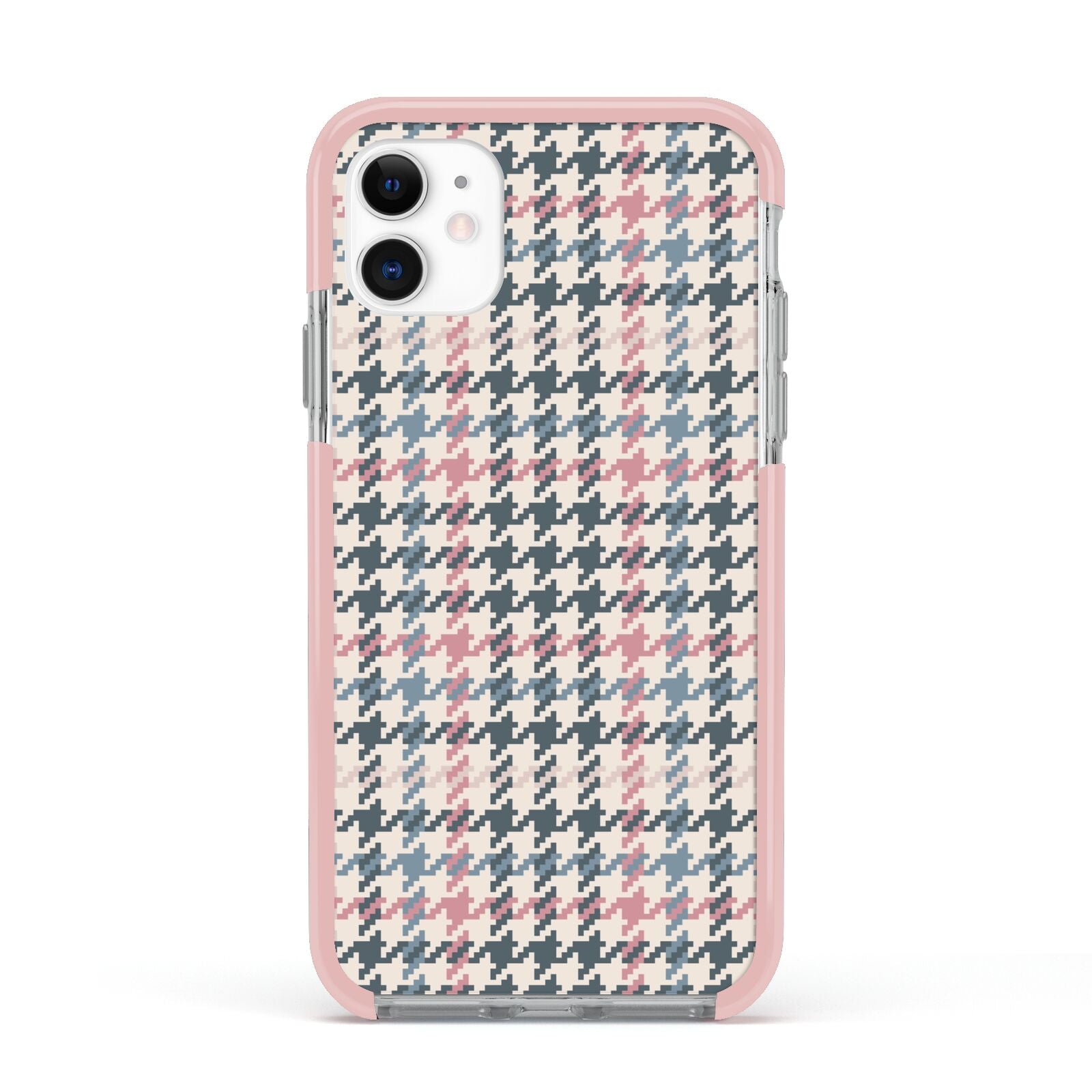 Tweed Houndstooth Apple iPhone 11 in White with Pink Impact Case