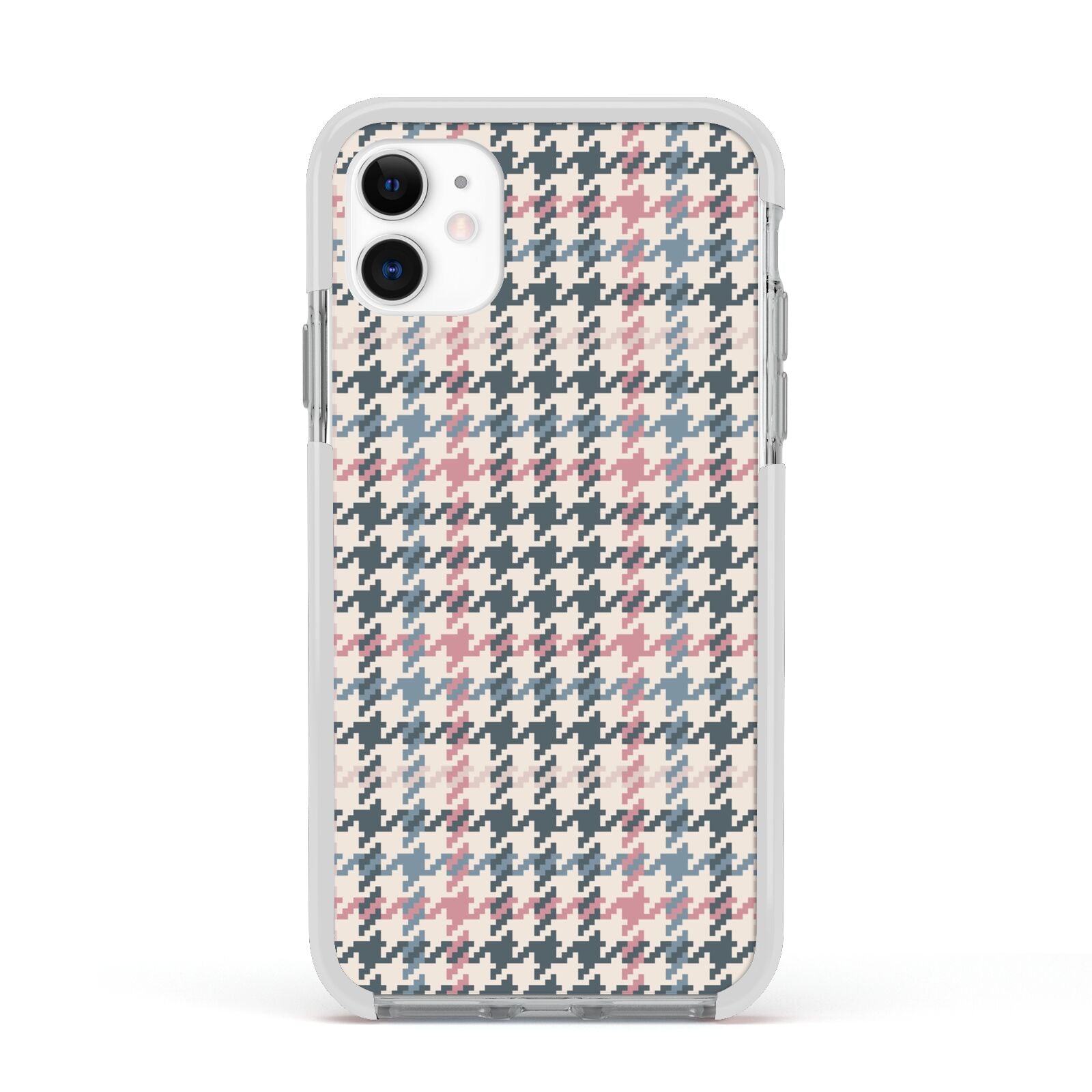 Tweed Houndstooth Apple iPhone 11 in White with White Impact Case