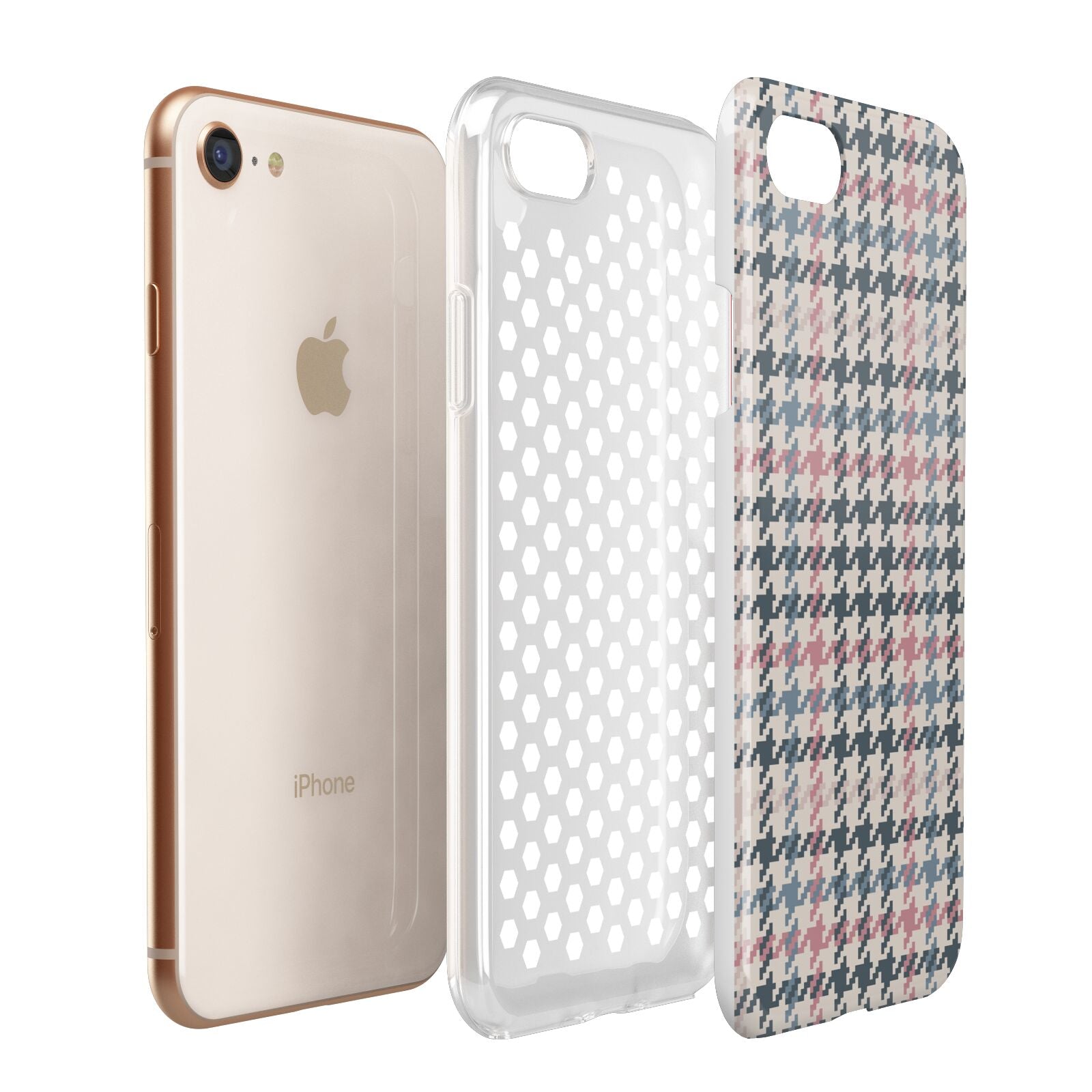 Tweed Houndstooth Apple iPhone 7 8 3D Tough Case Expanded View