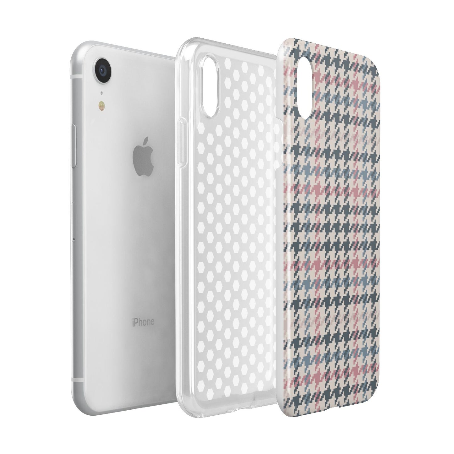 Tweed Houndstooth Apple iPhone XR White 3D Tough Case Expanded view