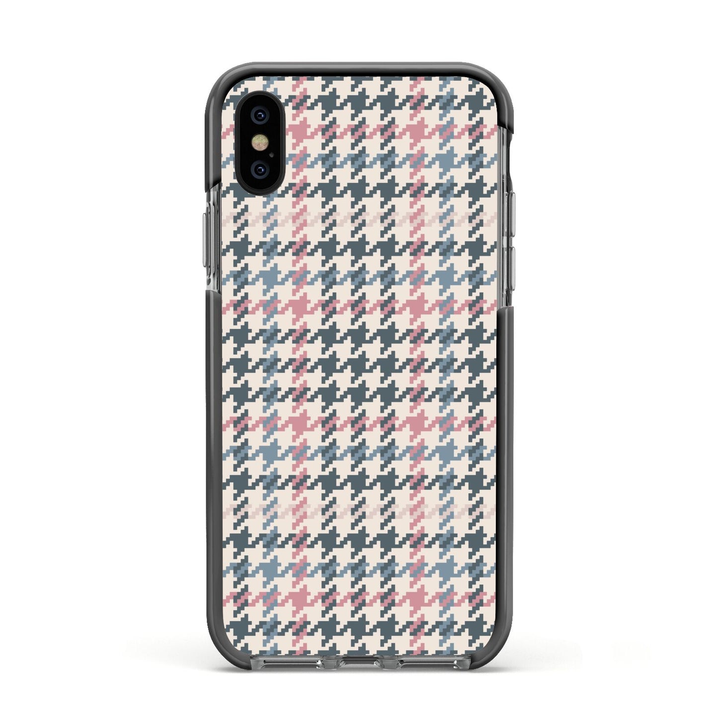 Tweed Houndstooth Apple iPhone Xs Impact Case Black Edge on Black Phone