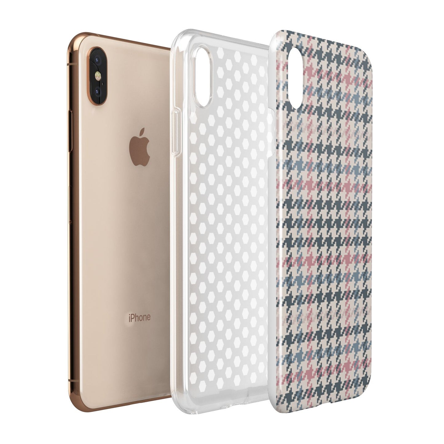 Tweed Houndstooth Apple iPhone Xs Max 3D Tough Case Expanded View