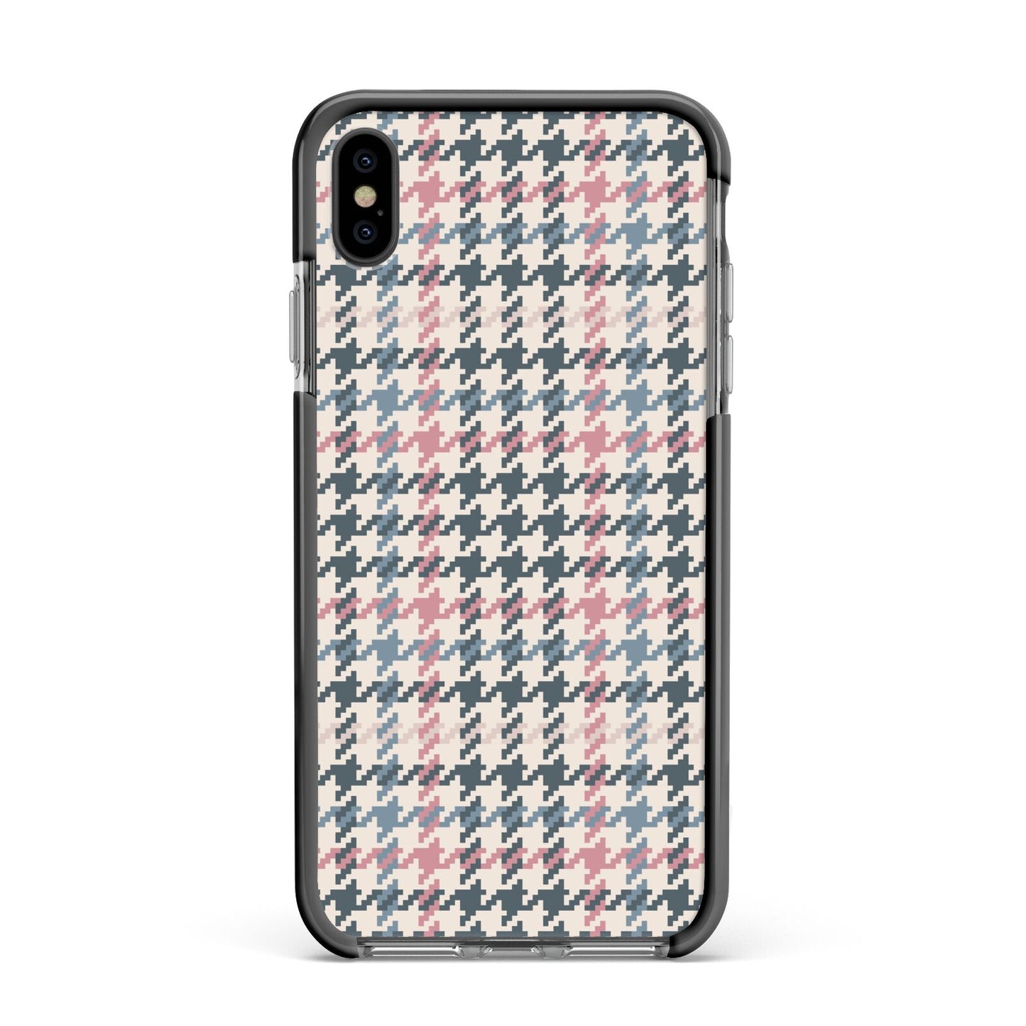 Tweed Houndstooth Apple iPhone Xs Max Impact Case Black Edge on Black Phone