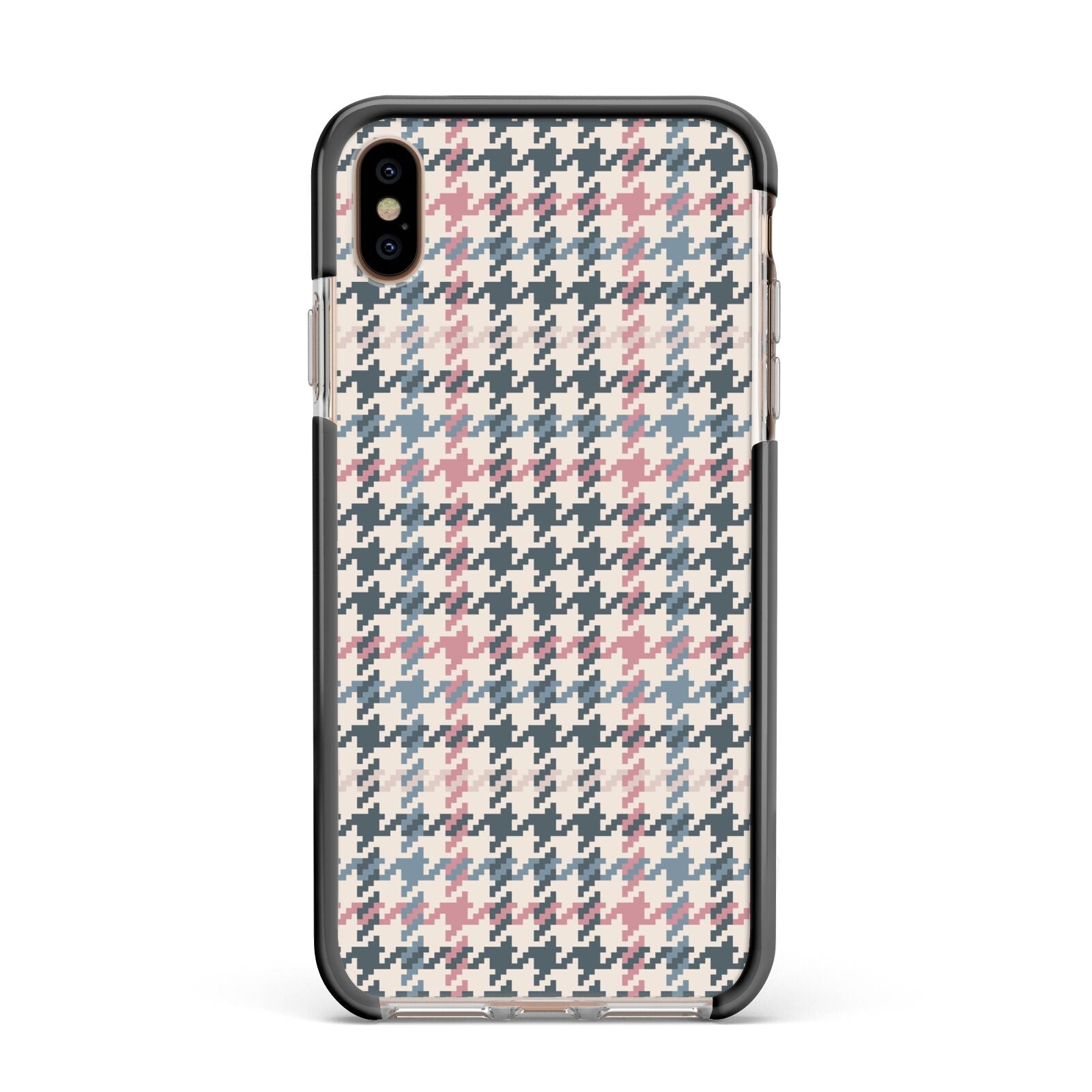 Tweed Houndstooth Apple iPhone Xs Max Impact Case Black Edge on Gold Phone