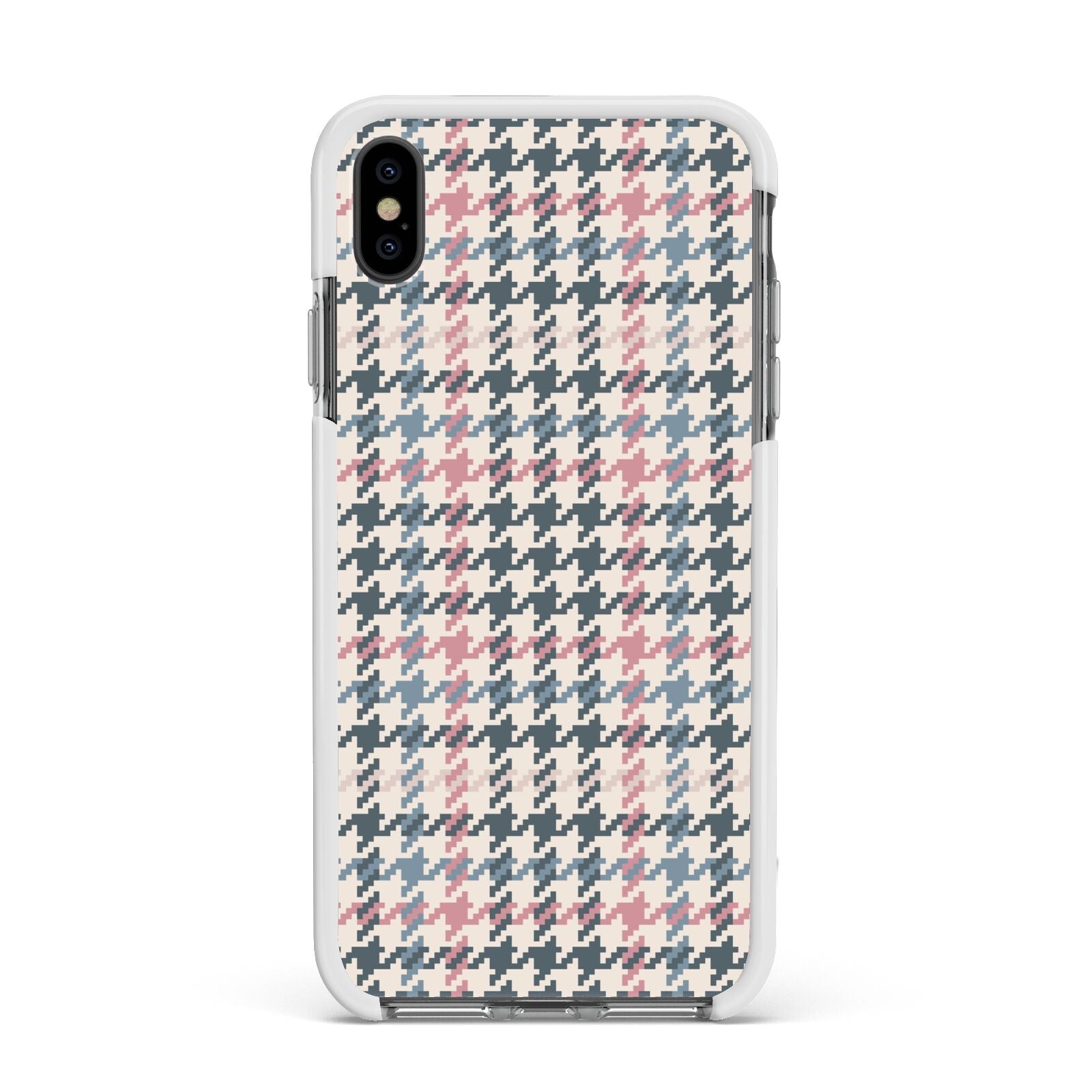 Tweed Houndstooth Apple iPhone Xs Max Impact Case White Edge on Black Phone