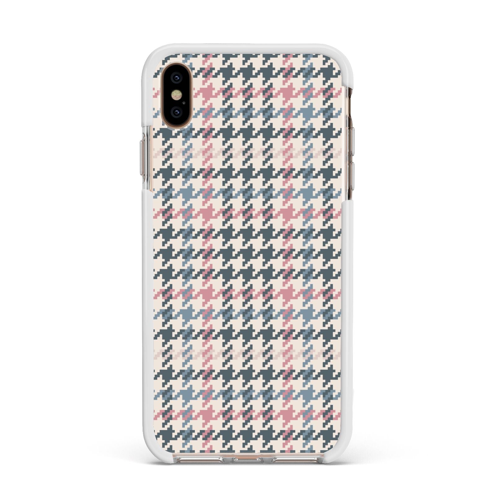 Tweed Houndstooth Apple iPhone Xs Max Impact Case White Edge on Gold Phone