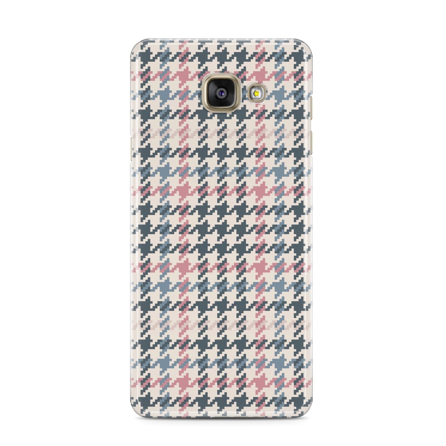 Tweed Houndstooth Samsung Galaxy A3 2016 Case on gold phone