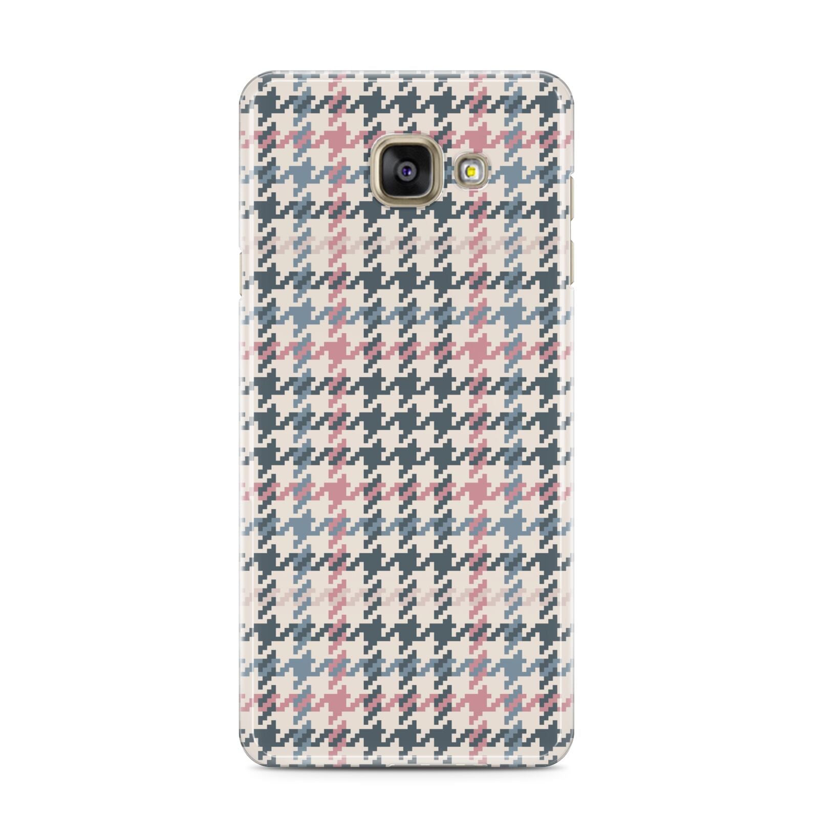 Tweed Houndstooth Samsung Galaxy A3 2016 Case on gold phone