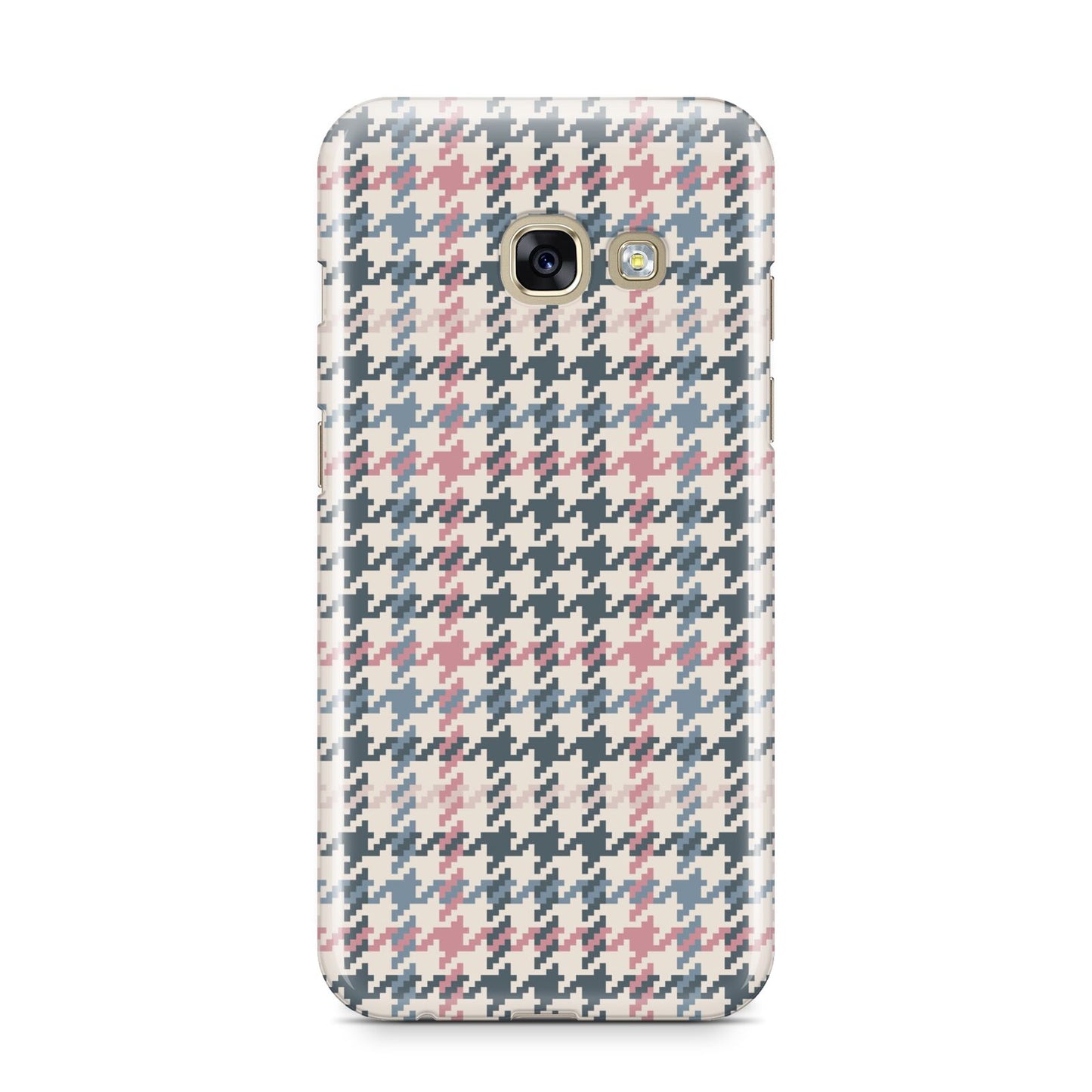 Tweed Houndstooth Samsung Galaxy A3 2017 Case on gold phone