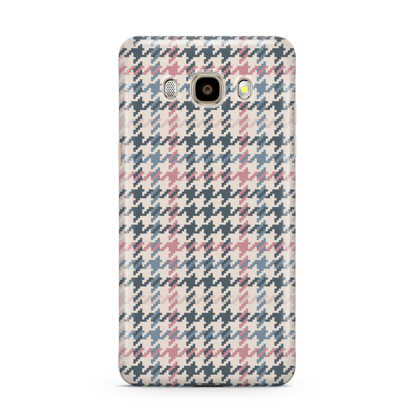 Tweed Houndstooth Samsung Galaxy J7 2016 Case on gold phone