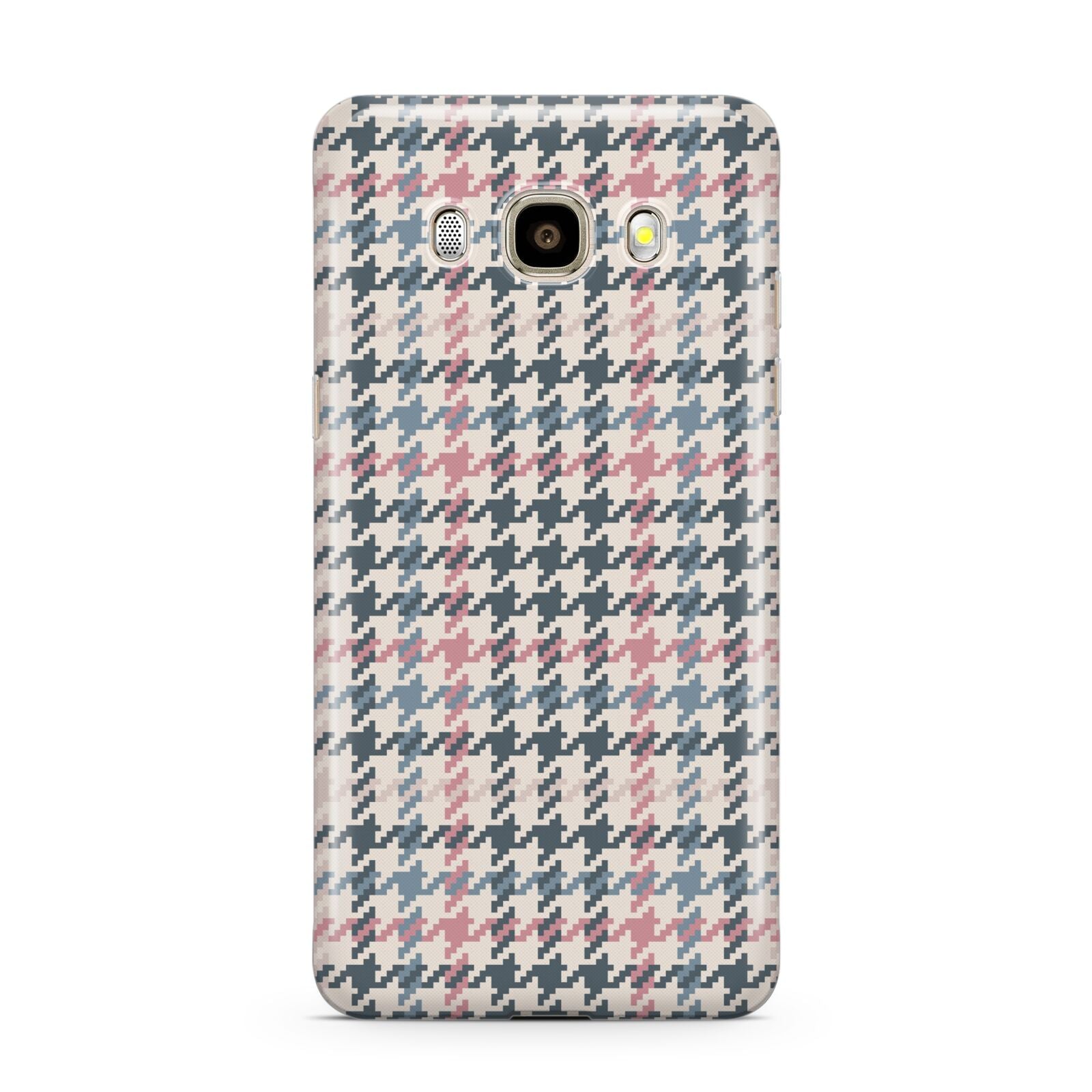 Tweed Houndstooth Samsung Galaxy J7 2016 Case on gold phone