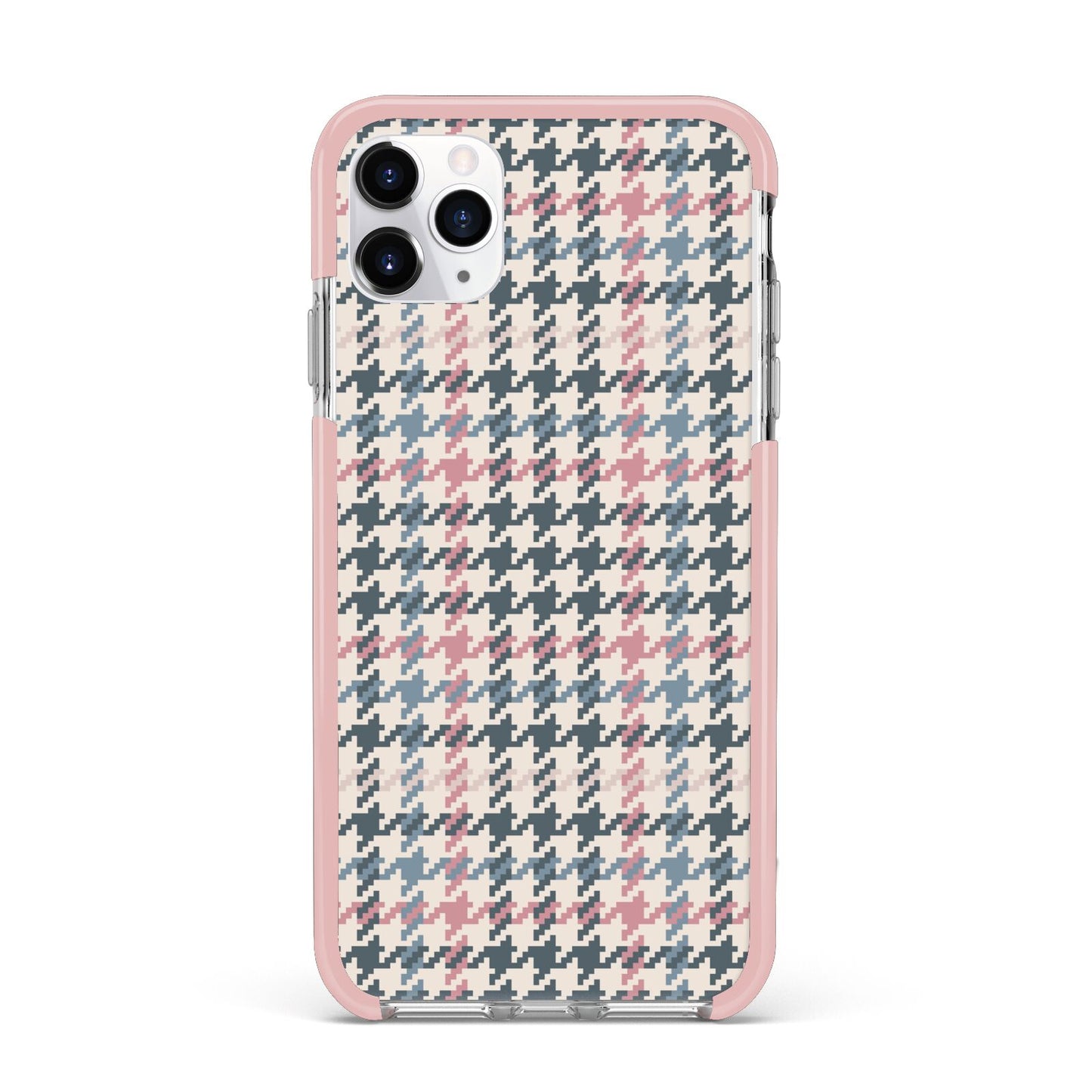 Tweed Houndstooth iPhone 11 Pro Max Impact Pink Edge Case