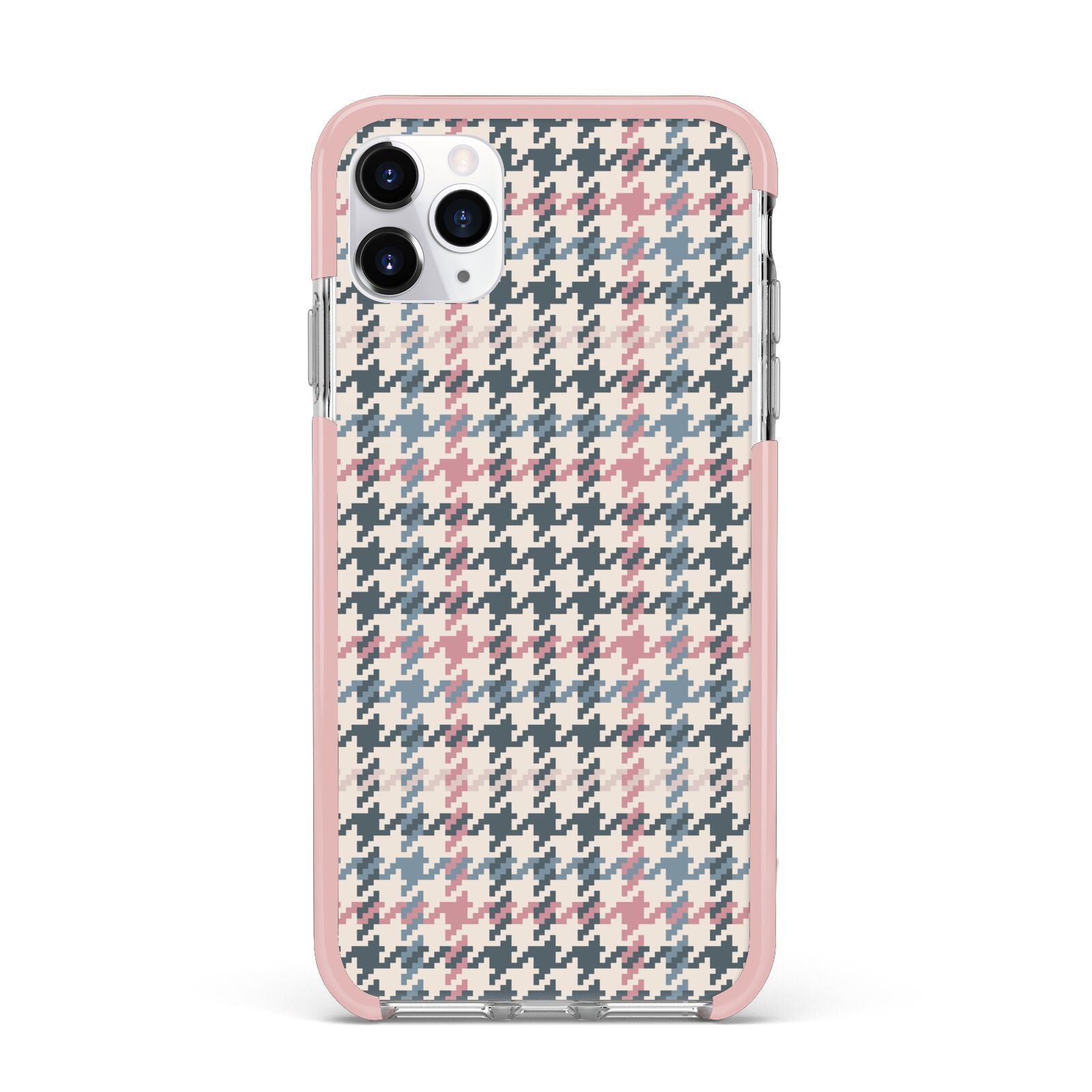 Tweed Houndstooth iPhone 11 Pro Max Impact Pink Edge Case