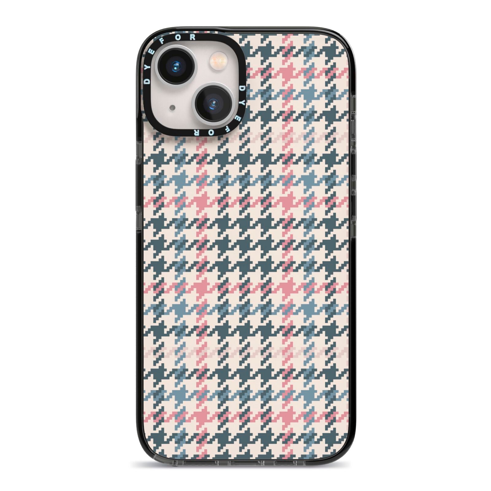 Tweed Houndstooth iPhone 13 Black Impact Case on Silver phone