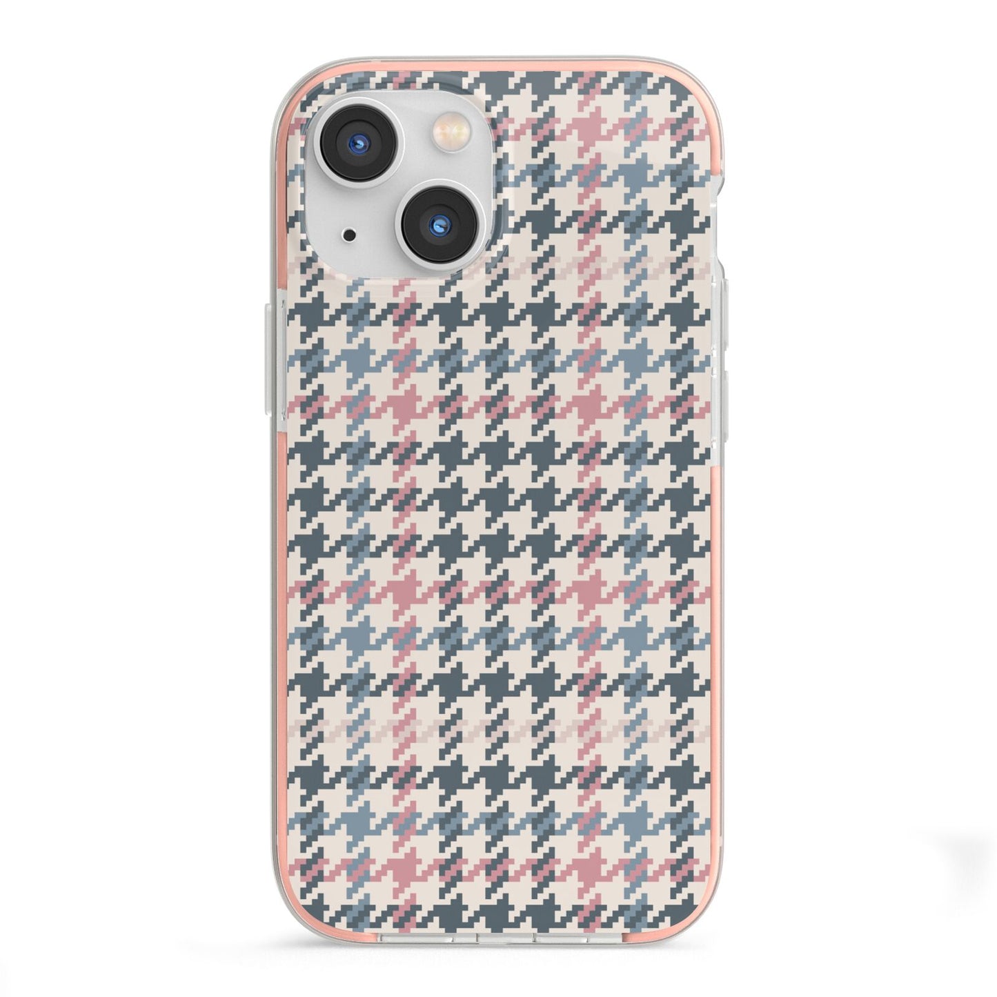 Tweed Houndstooth iPhone 13 Mini TPU Impact Case with Pink Edges