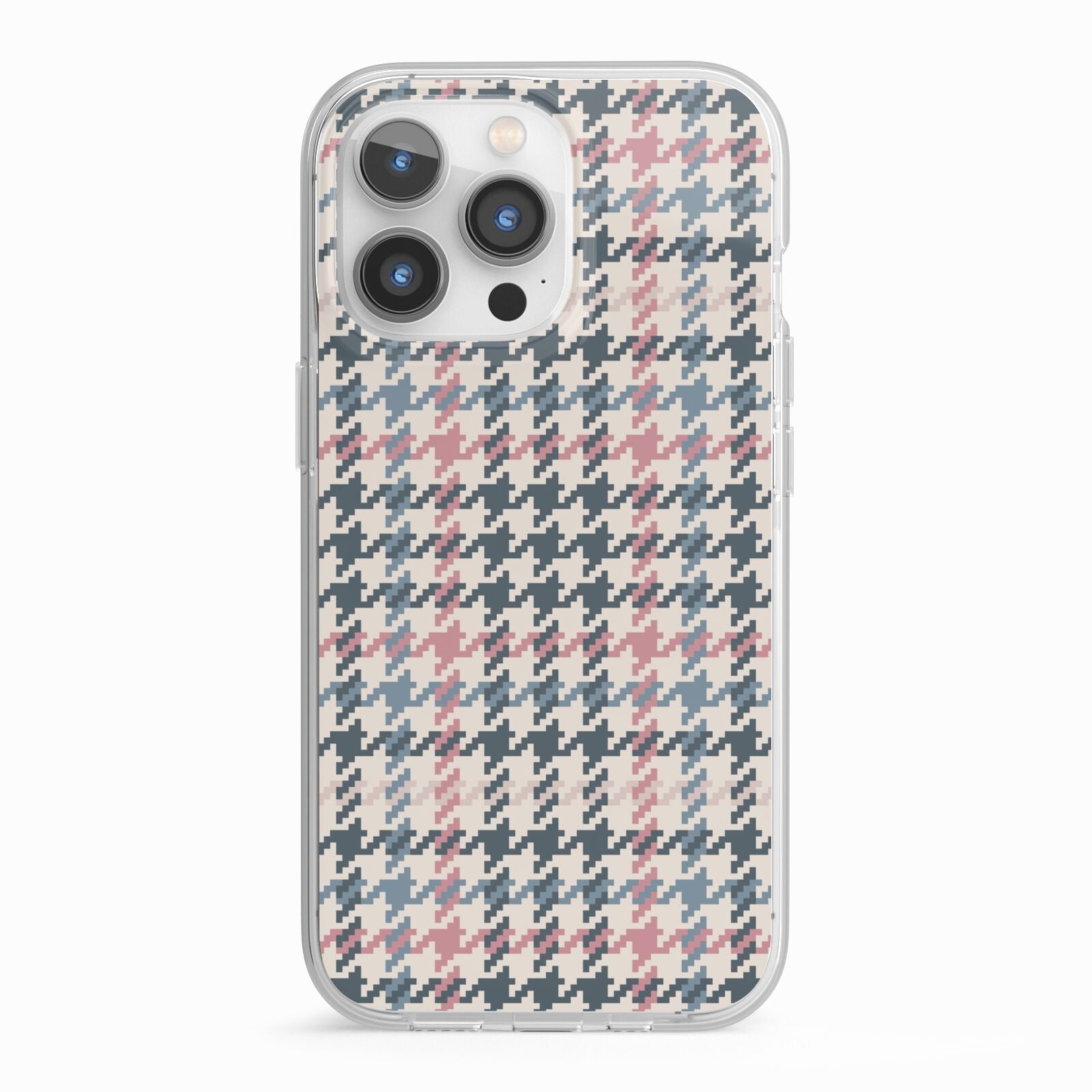 Tweed Houndstooth iPhone 13 Pro TPU Impact Case with White Edges