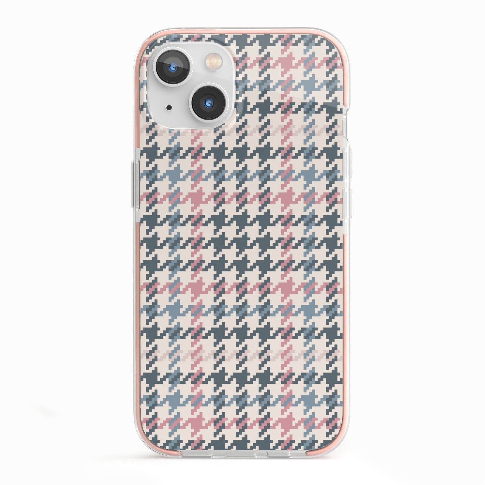 Tweed Houndstooth iPhone 13 TPU Impact Case with Pink Edges