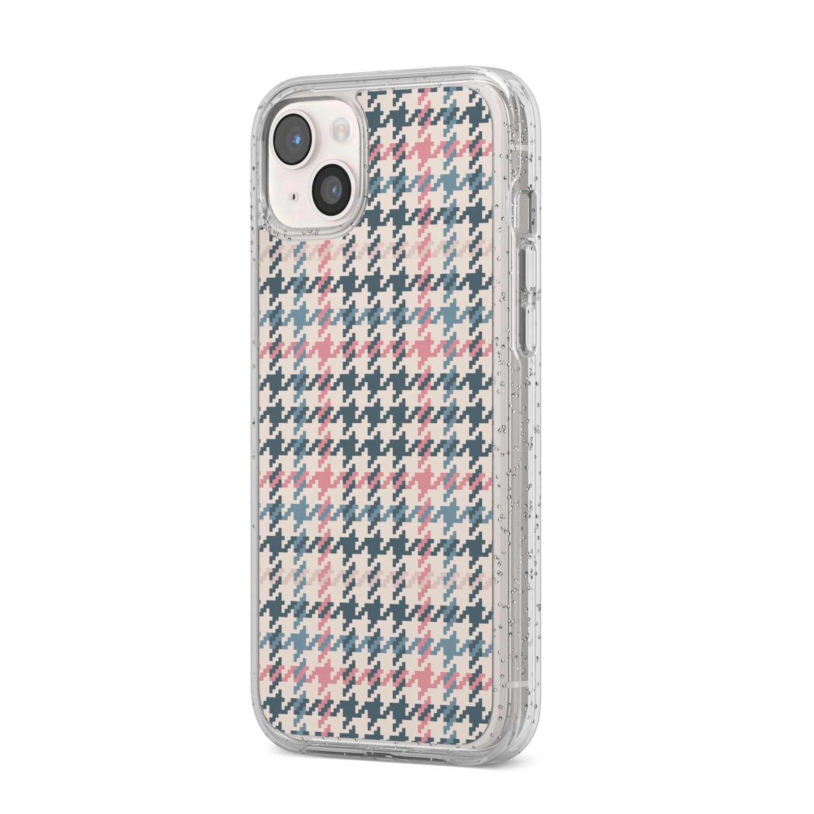 Tweed Houndstooth iPhone 14 Plus Glitter Tough Case Starlight Angled Image