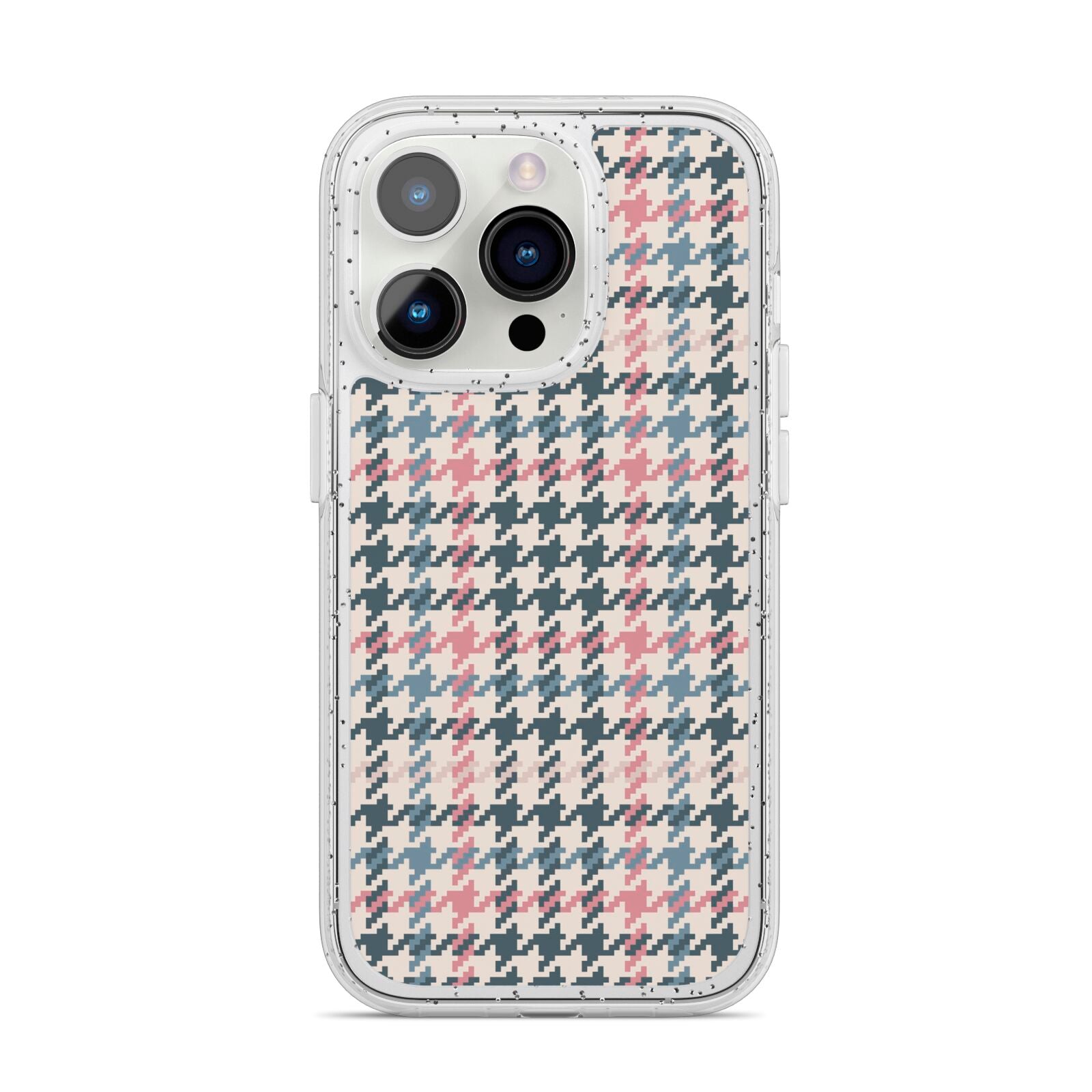 Tweed Houndstooth iPhone 14 Pro Glitter Tough Case Silver