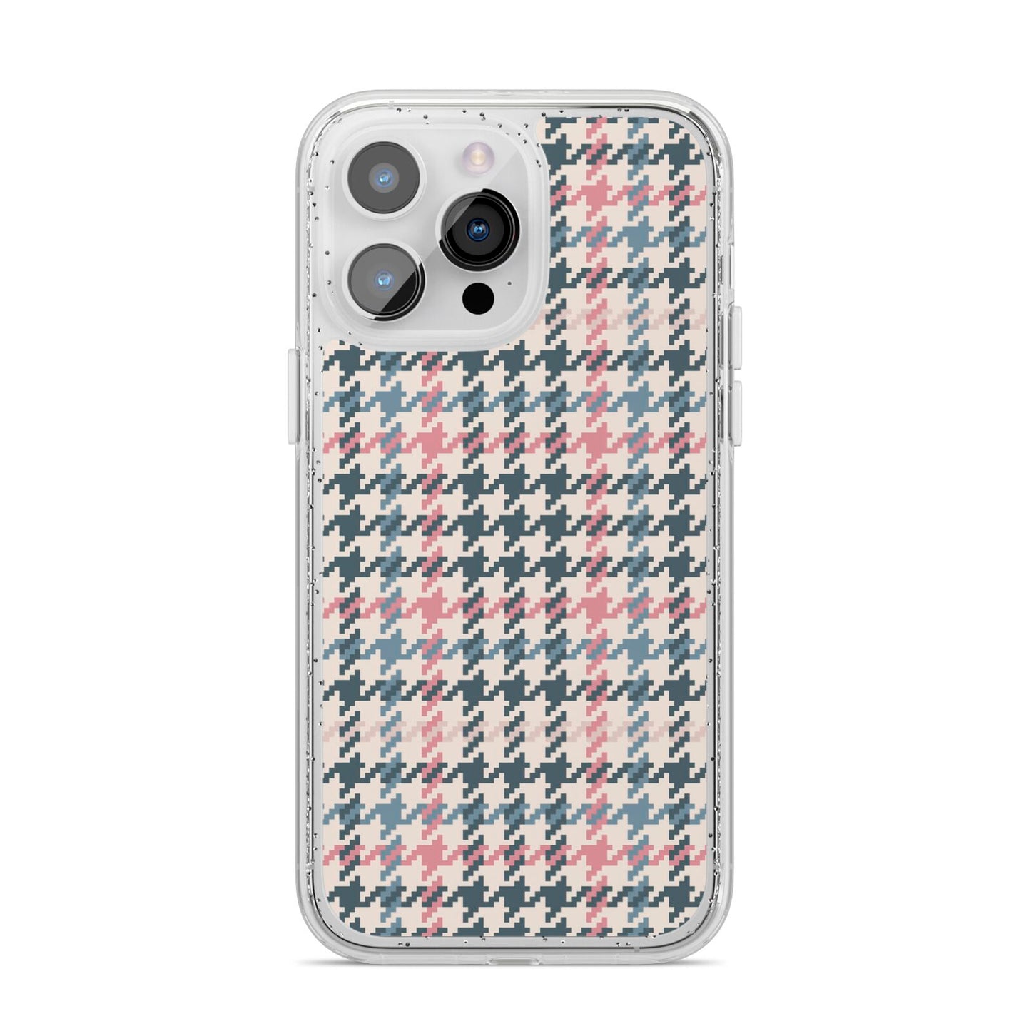 Tweed Houndstooth iPhone 14 Pro Max Glitter Tough Case Silver