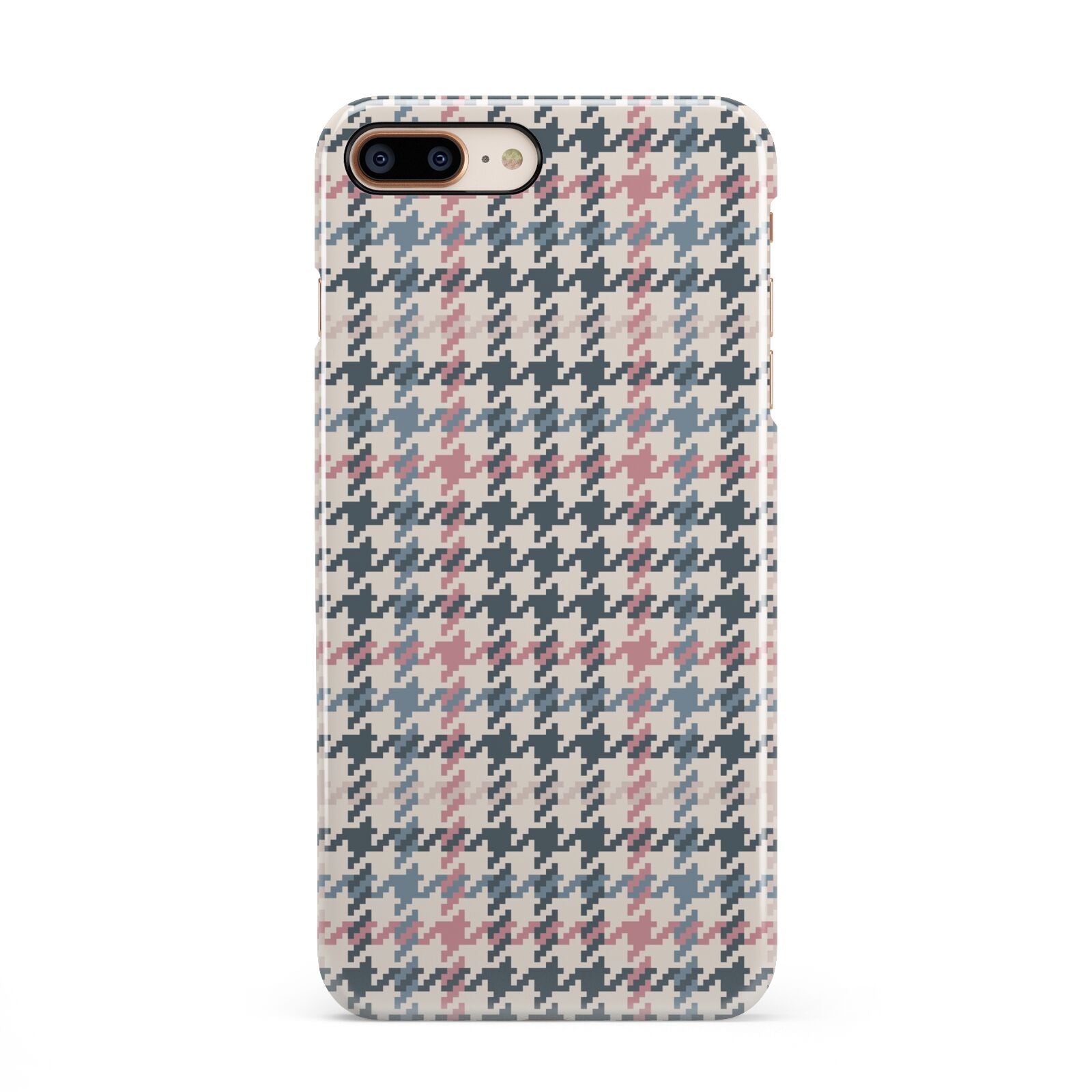 Tweed Houndstooth iPhone 8 Plus 3D Snap Case on Gold Phone