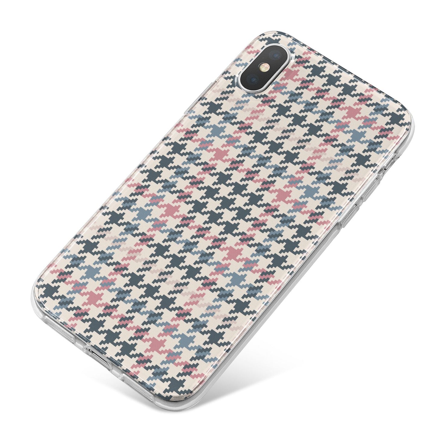 Tweed Houndstooth iPhone X Bumper Case on Silver iPhone