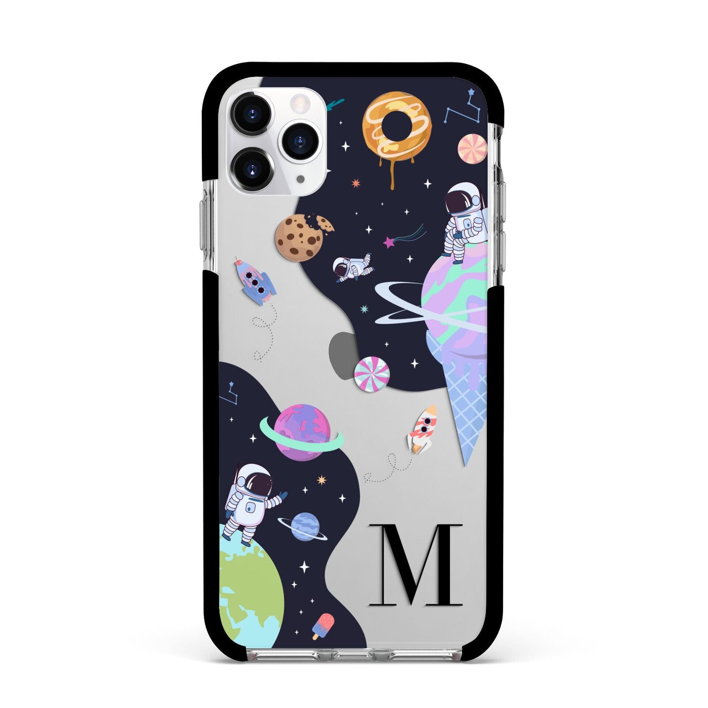 Two Candyland Galaxies Apple iPhone 11 Pro Max in Silver with Black Impact Case