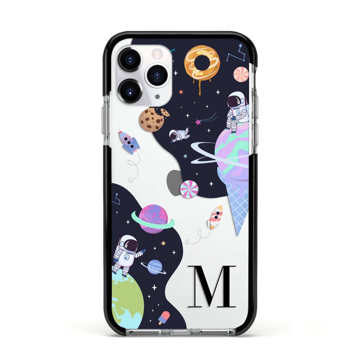 Two Candyland Galaxies Apple iPhone 11 Pro in Silver with Black Impact Case