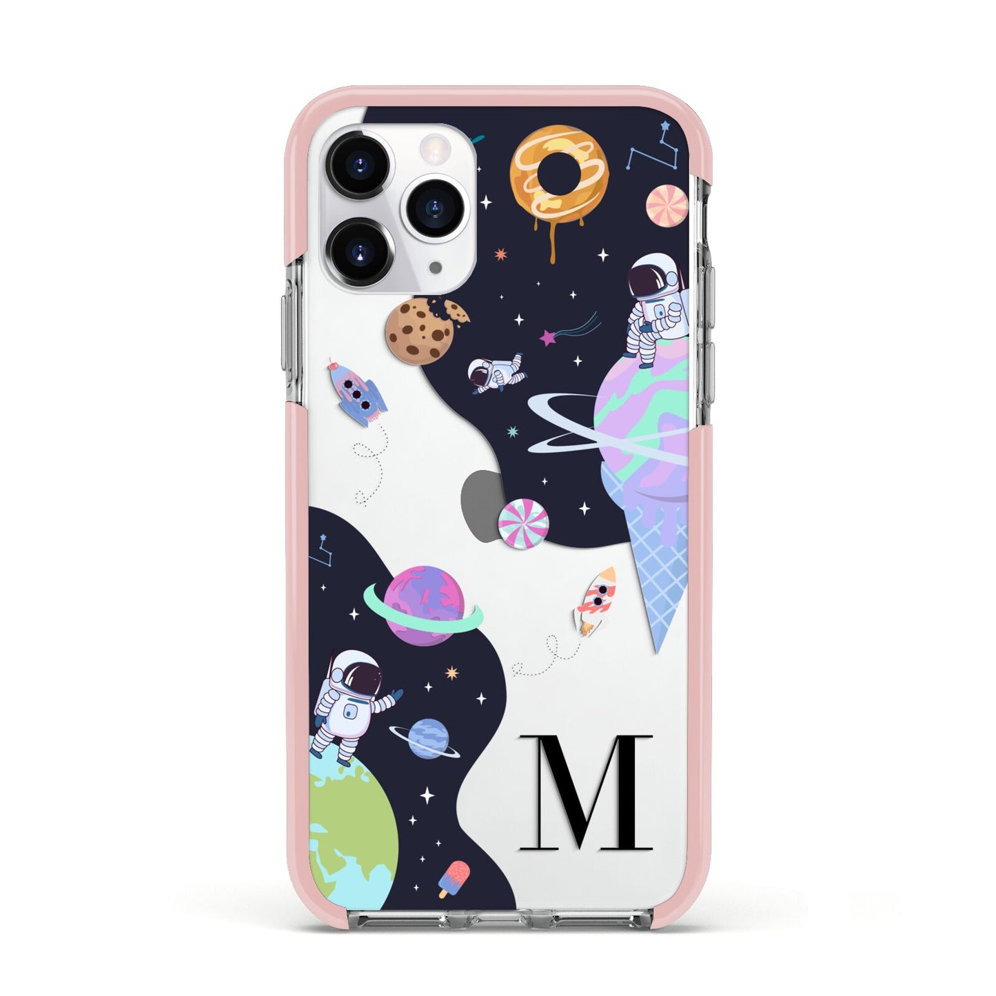 Two Candyland Galaxies Apple iPhone 11 Pro in Silver with Pink Impact Case