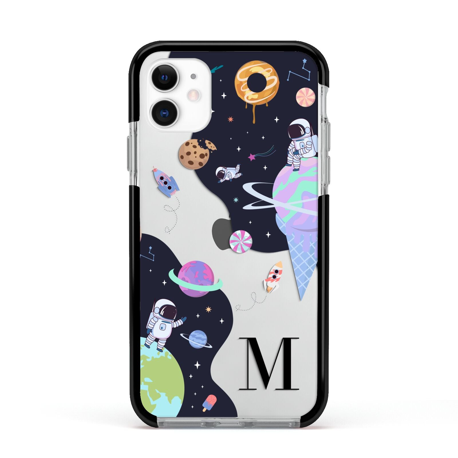 Two Candyland Galaxies Apple iPhone 11 in White with Black Impact Case